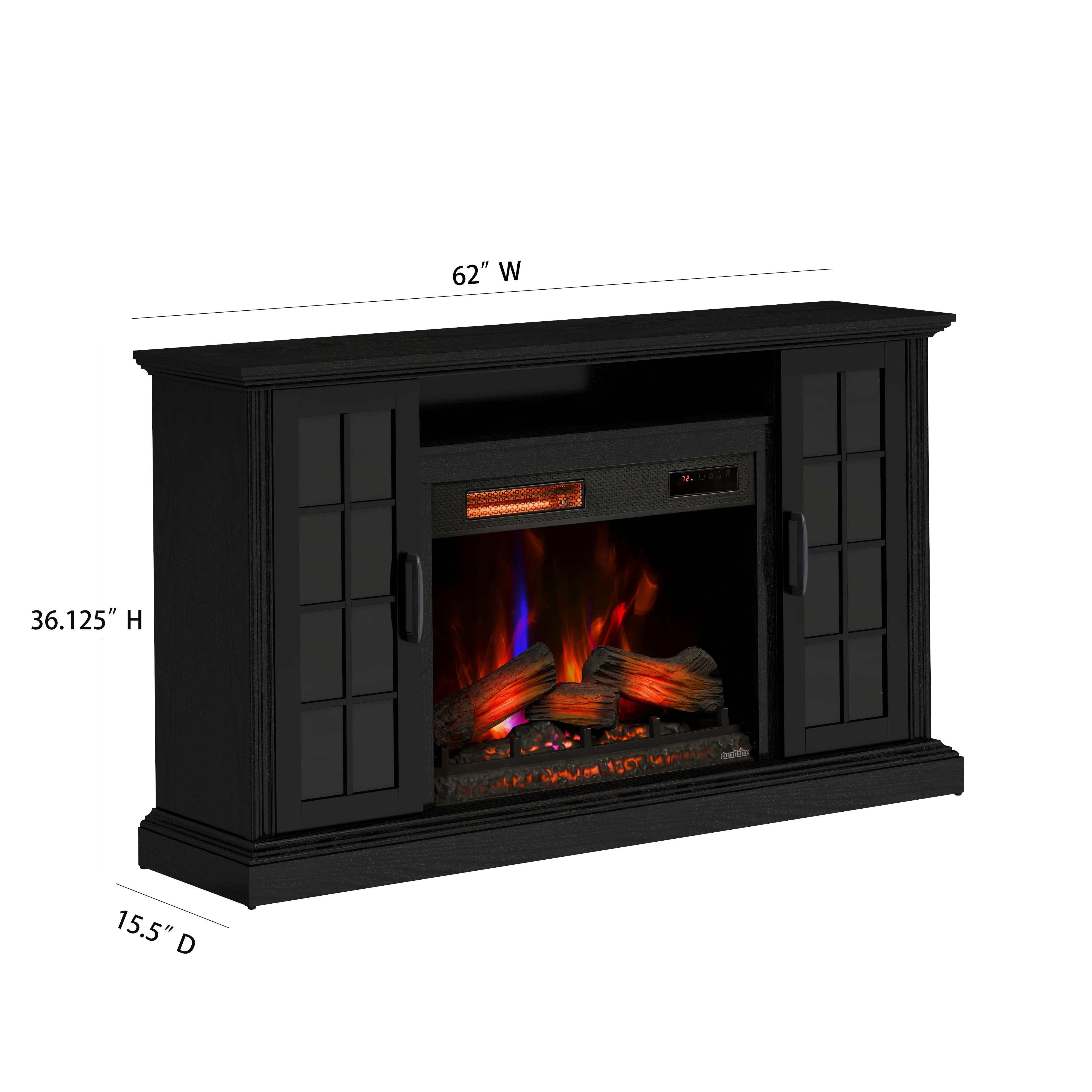 duraflame® Windowpane Glass Door Electric Fireplace TV Stand Media Console - Image 6
