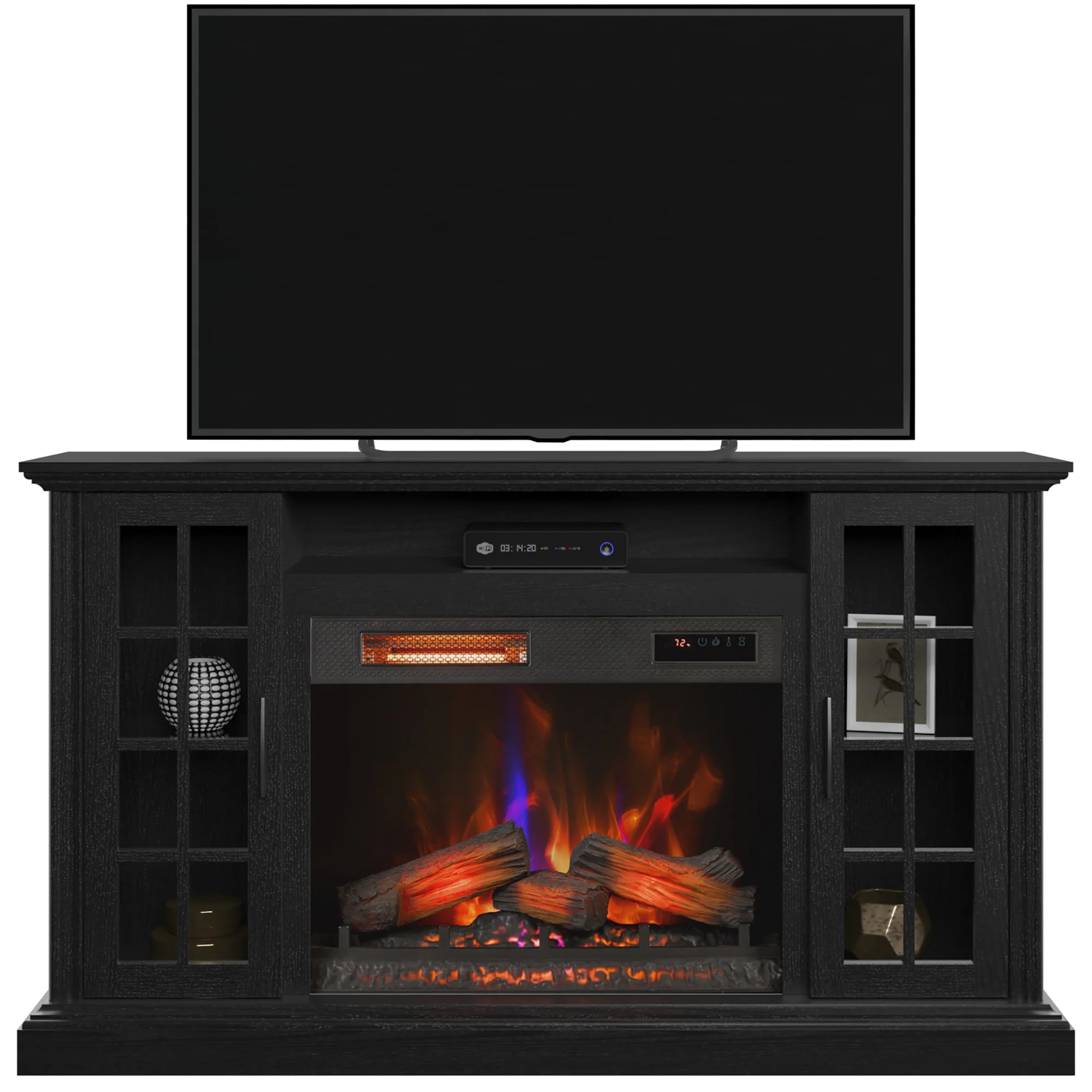 duraflame® Windowpane Glass Door Electric Fireplace TV Stand Media Console - Image 7