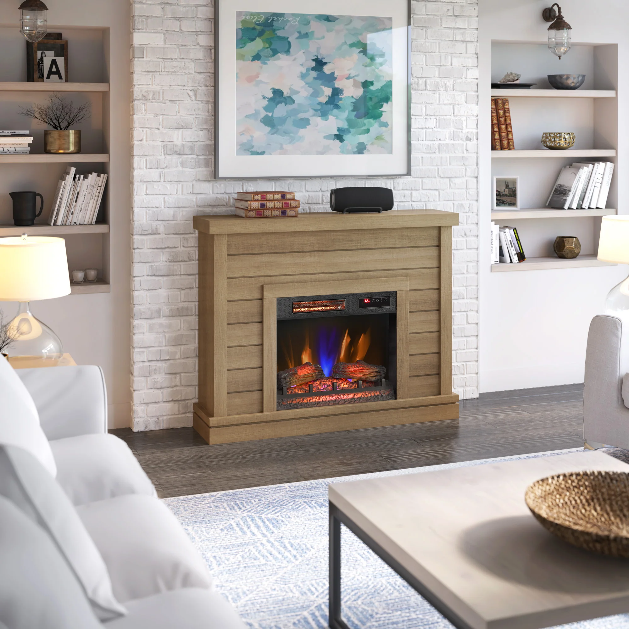 duraflame® Farmhouse Shiplap Electric Fireplace Wall Mantel