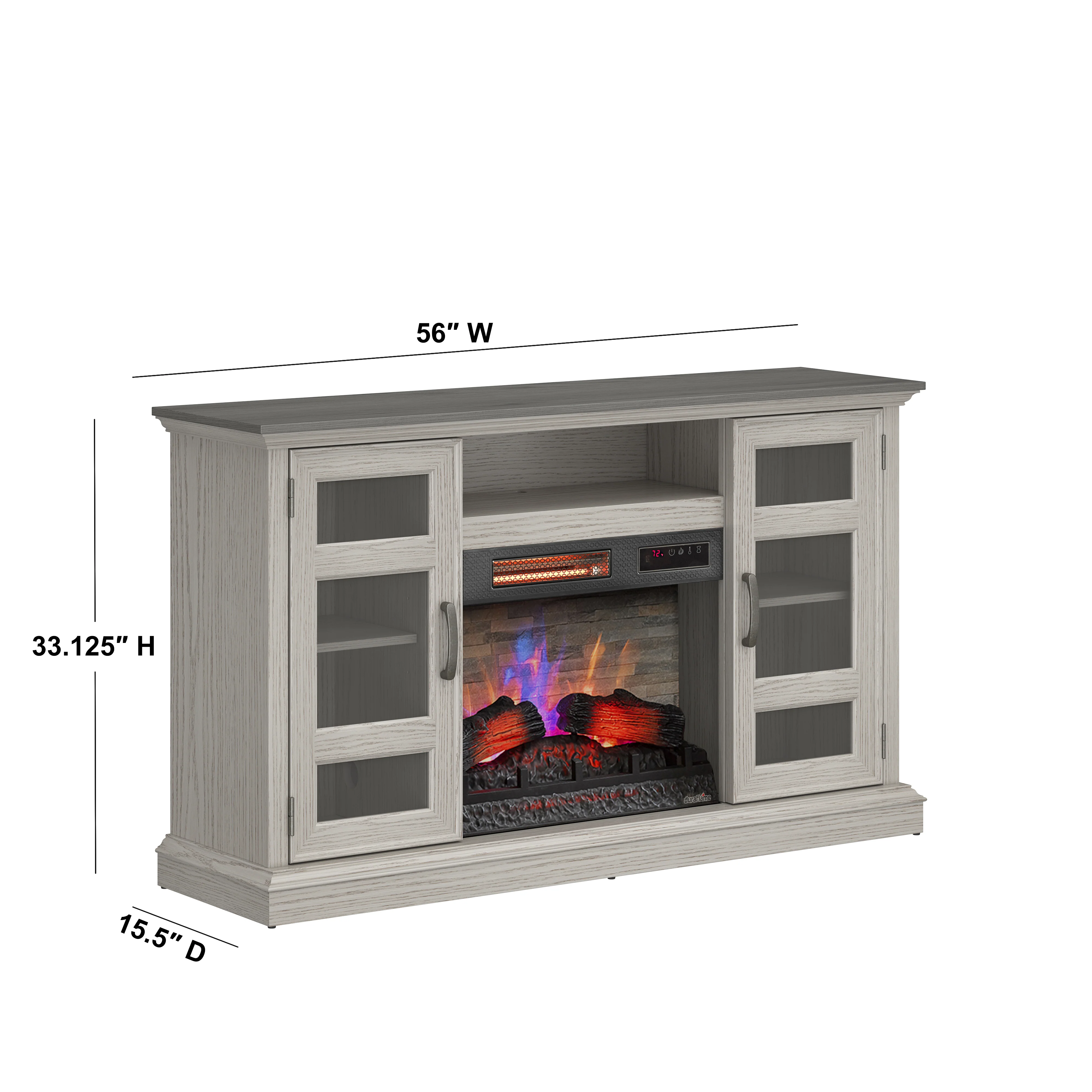 duraflame® Two Tone Wood Oak Electric Fireplace TV Stand with 3D Flames - Image 3
