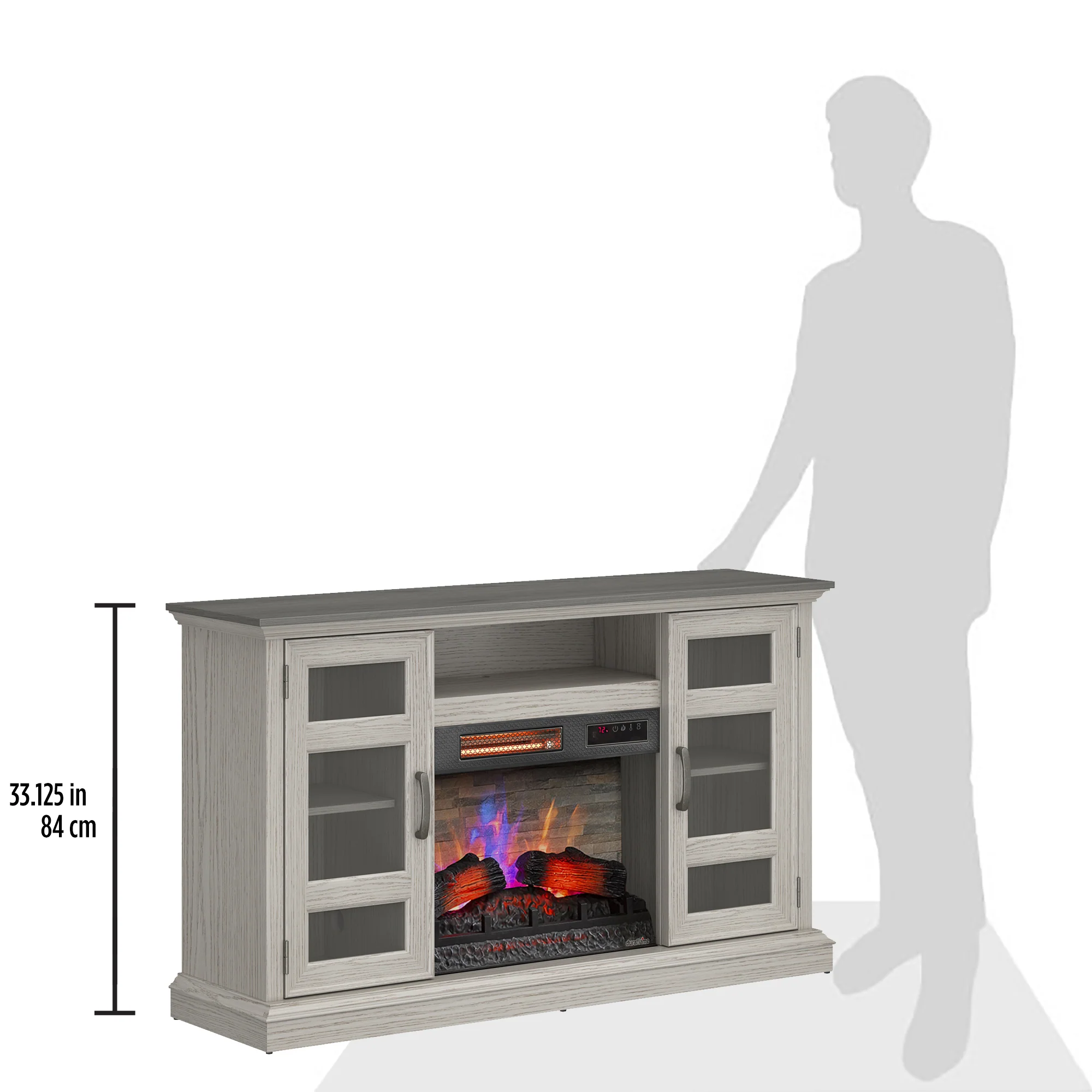 duraflame® Two Tone Wood Oak Electric Fireplace TV Stand with 3D Flames - Image 4