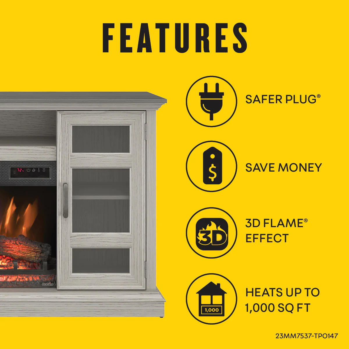 duraflame® Two Tone Wood Oak Electric Fireplace TV Stand with 3D Flames - Image 5