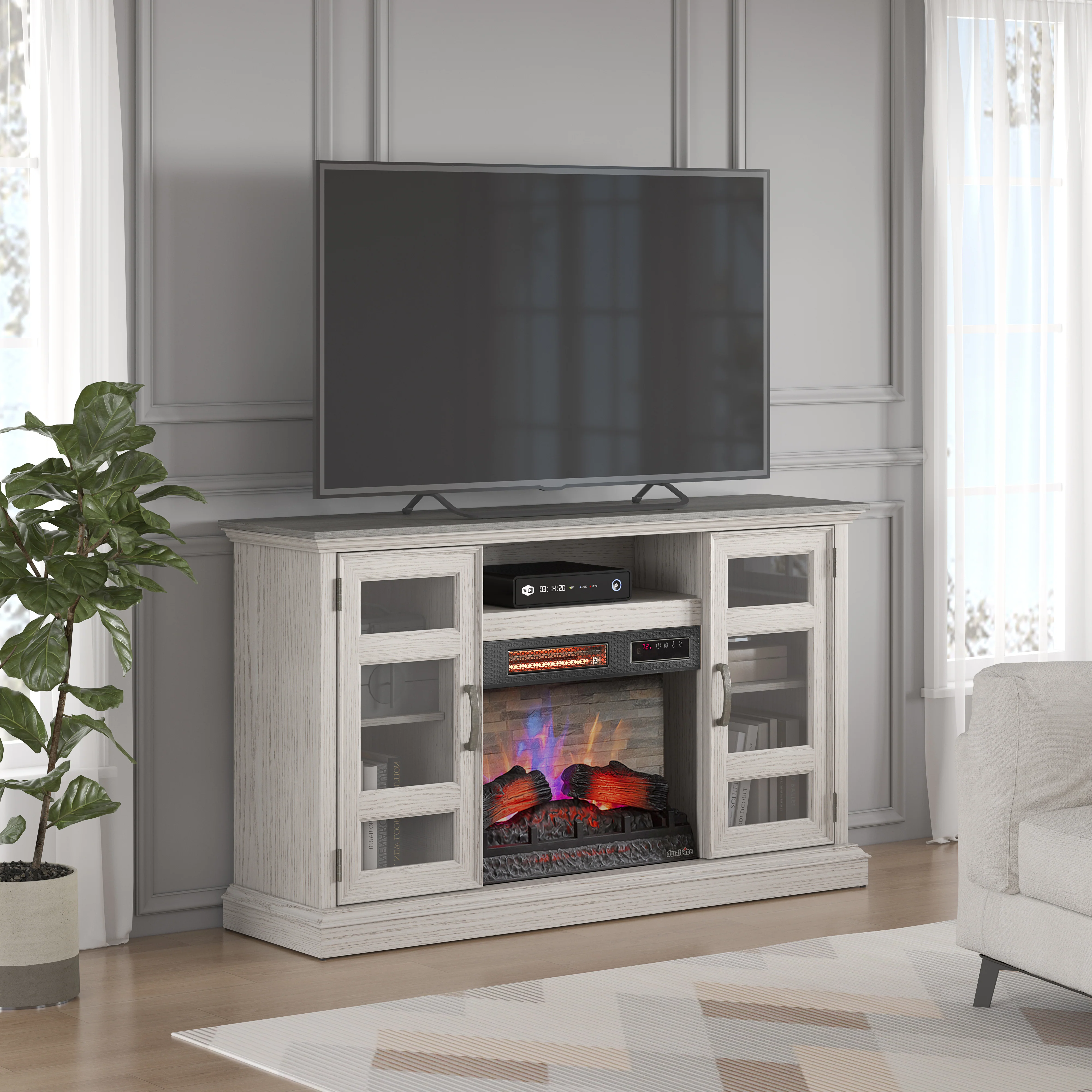 duraflame® Two Tone Wood Oak Electric Fireplace TV Stand with 3D Flames - Image 7