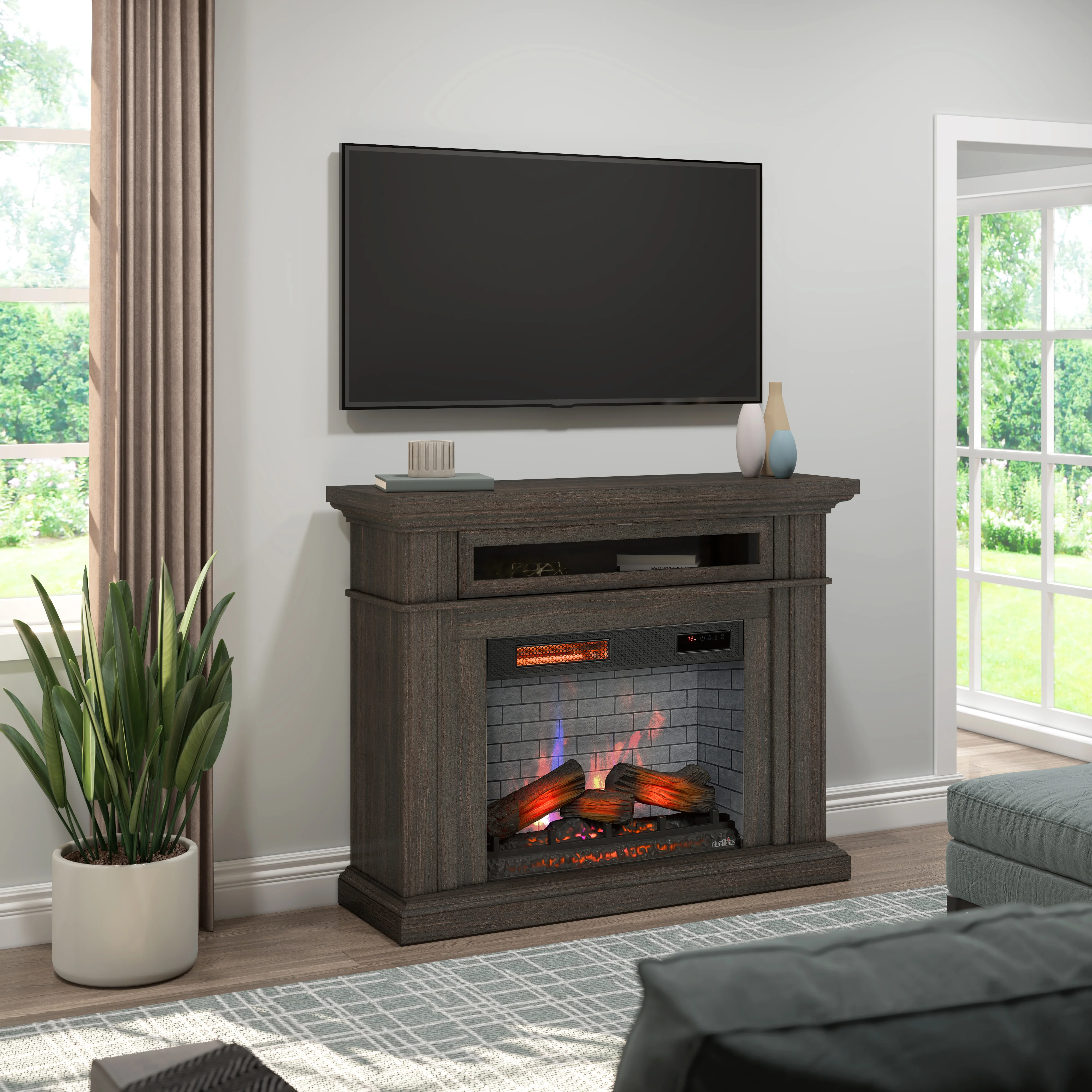 duraflame® 3D Flame Effect Electric Fireplace Wall Mantel - Image 2