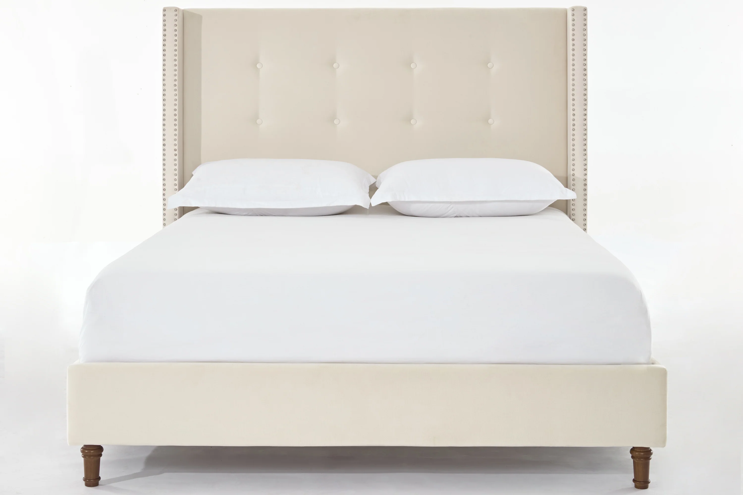 Walker Edison | Traditional Peyton Upholstered 54" High Headboard King Bed - Image 10