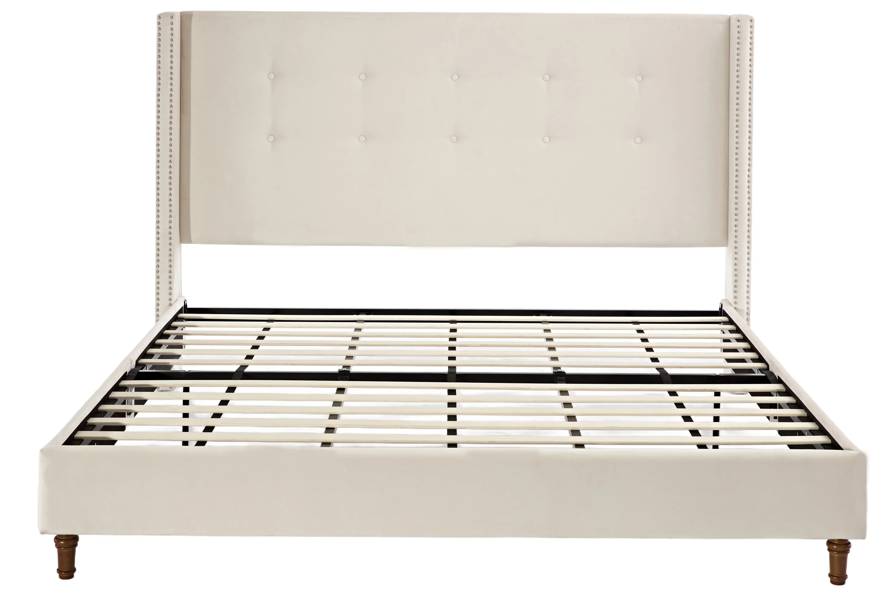 Walker Edison | Traditional Peyton Upholstered 54" High Headboard King Bed - Image 14