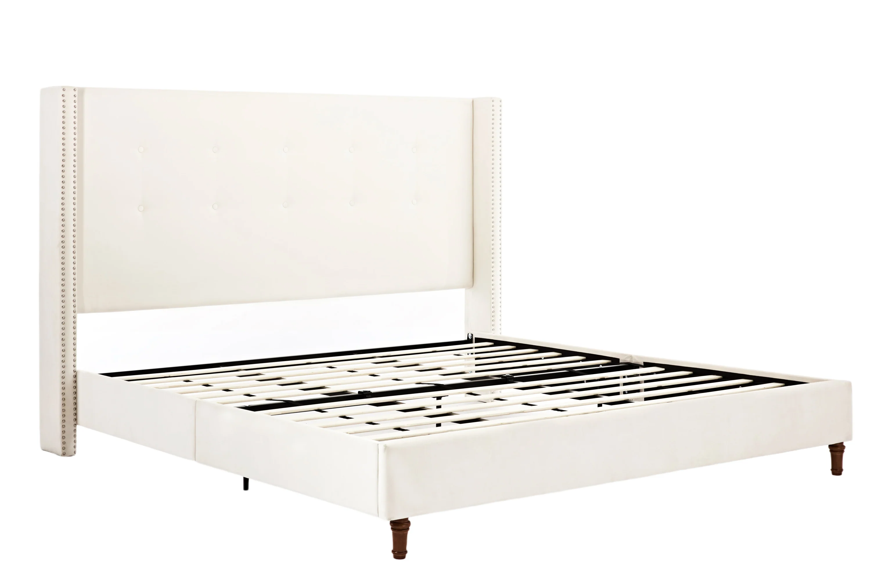 Walker Edison | Traditional Peyton Upholstered 54" High Headboard King Bed - Image 15