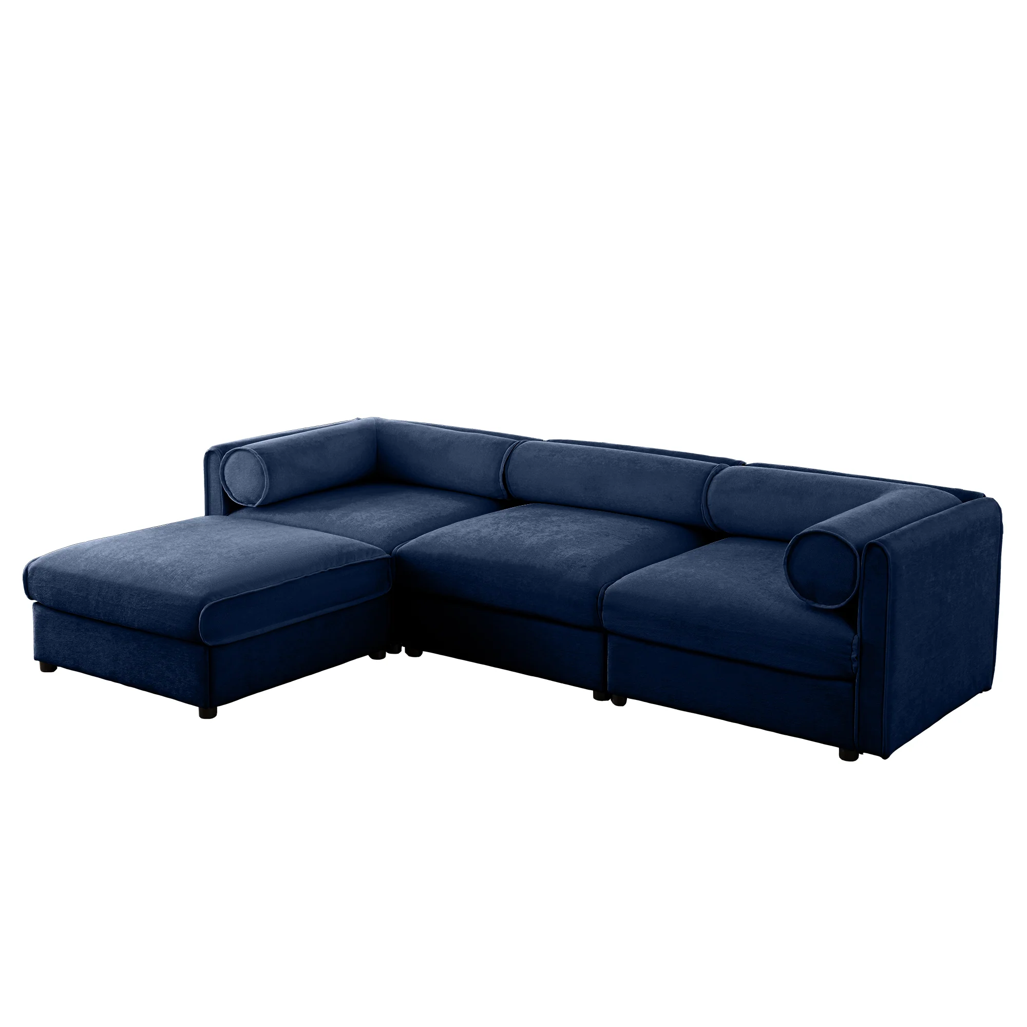 Walker Edison | Elegant L-Shaped Blue Chenille 3-Seater Sofa with Storage and Ottoman - Image 13