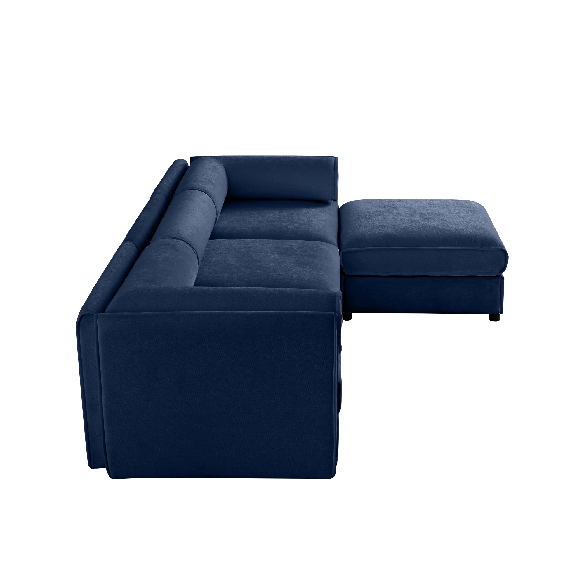 Walker Edison | Elegant L-Shaped Blue Chenille 3-Seater Sofa with Storage and Ottoman - Image 16