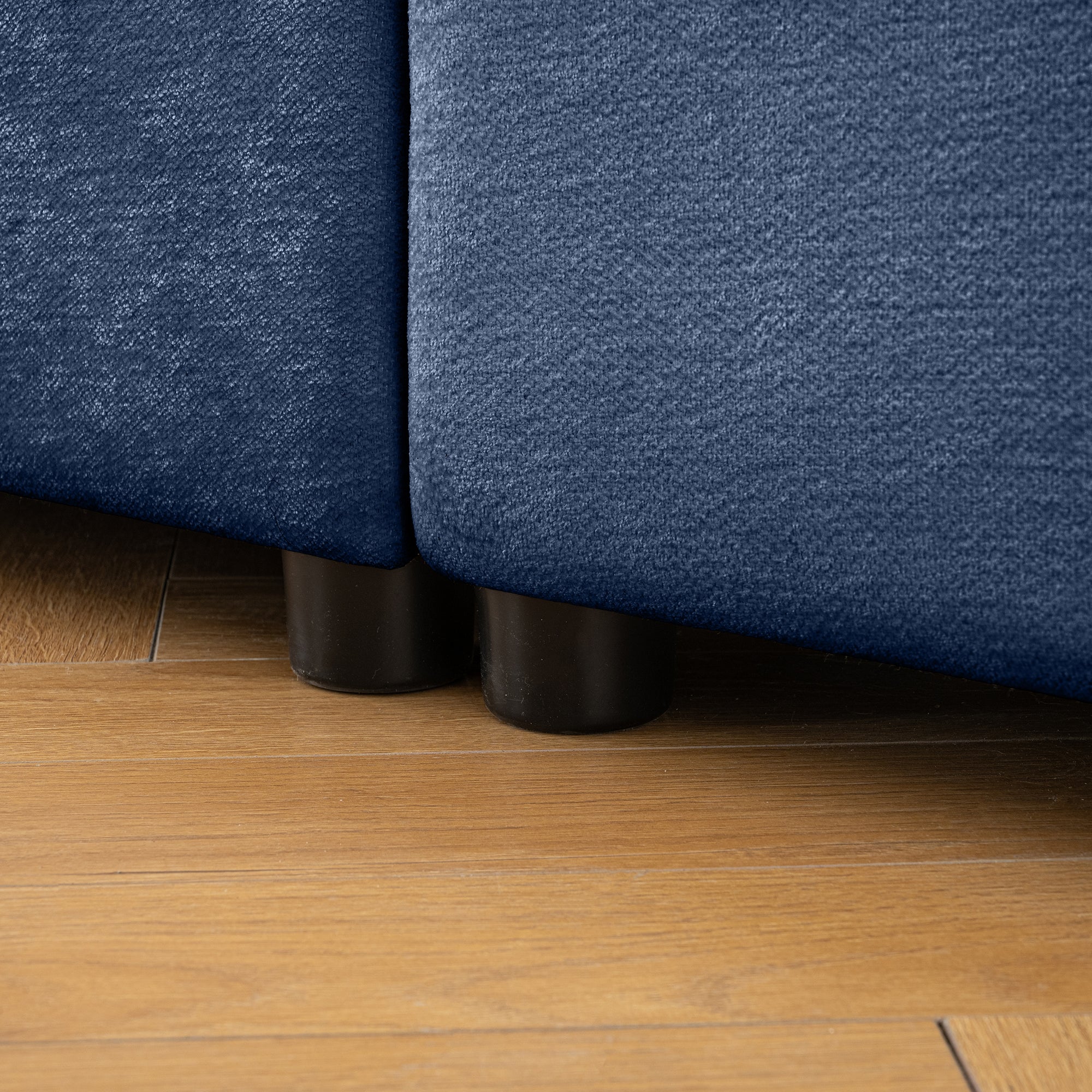Walker Edison | Elegant L-Shaped Blue Chenille 3-Seater Sofa with Storage and Ottoman - Image 6
