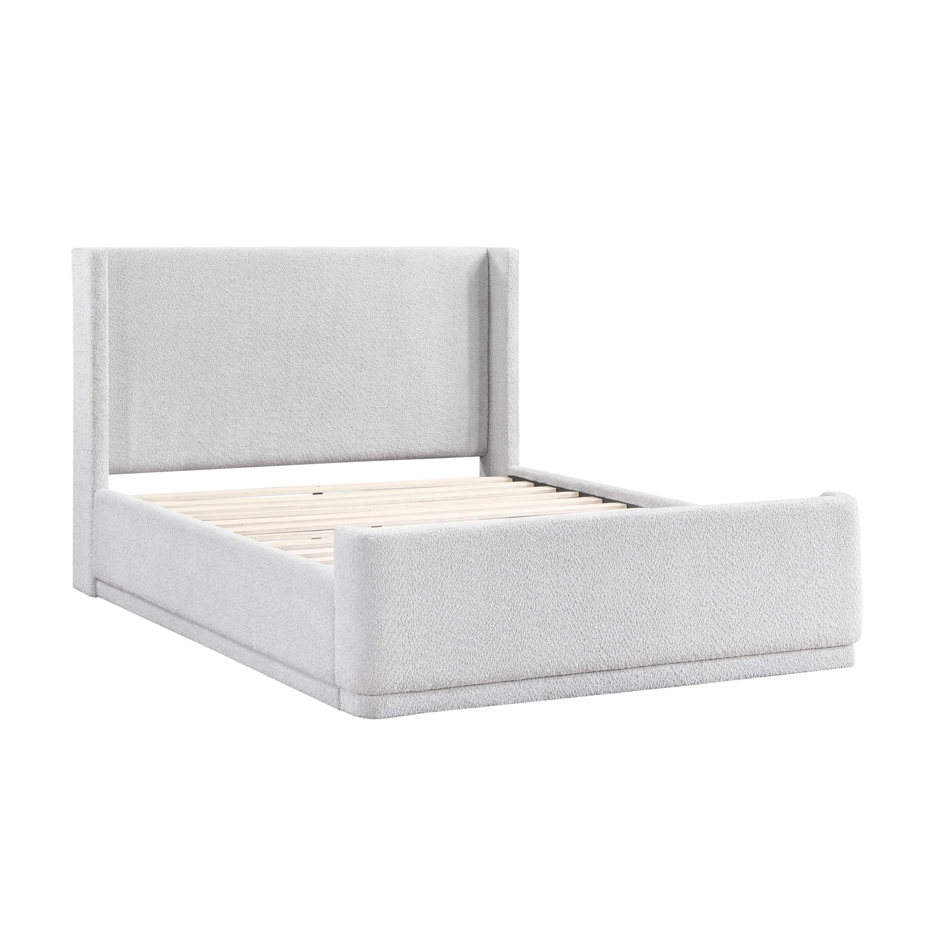 Walker Edison | Elegant Wingback Headboard Queen Platform Bed - Image 2