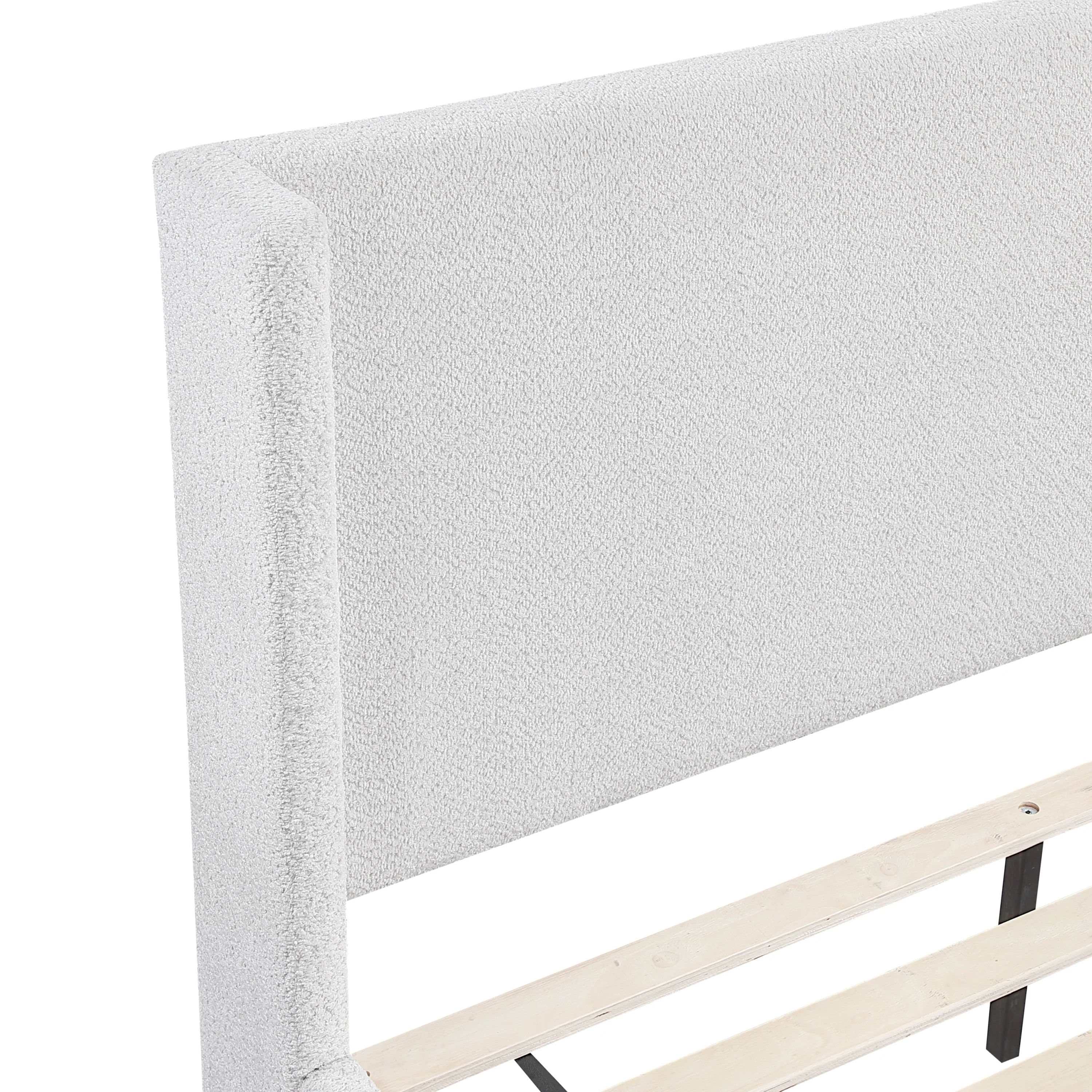 Walker Edison | Elegant Wingback Headboard Queen Platform Bed - Image 4