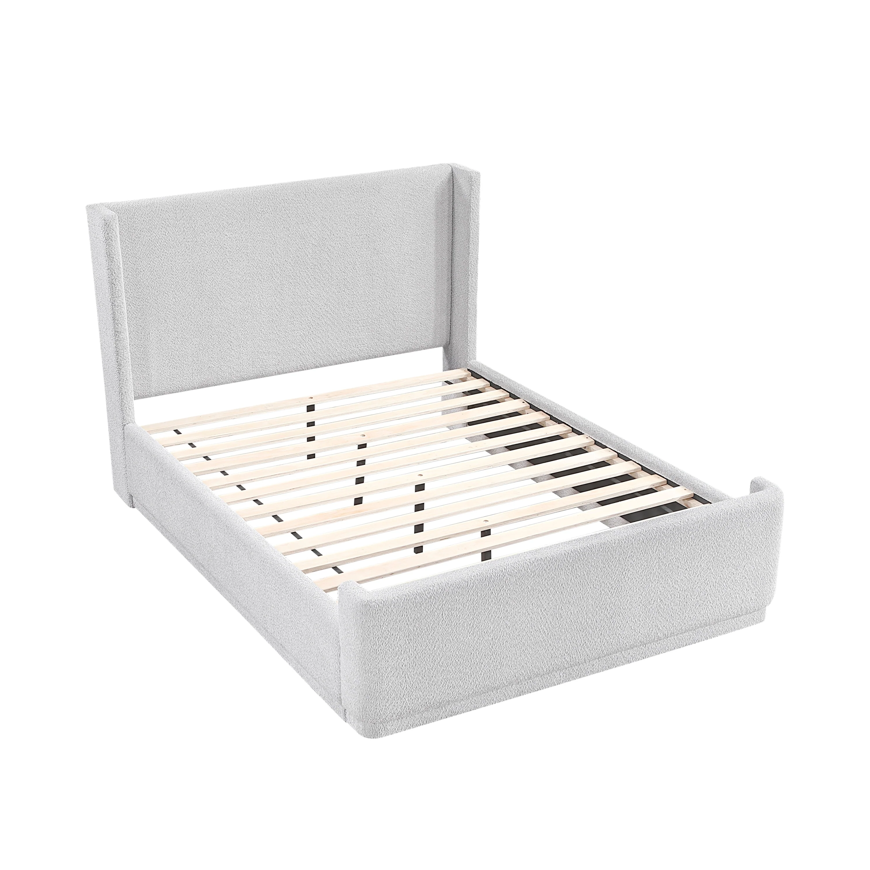 Walker Edison | Elegant Wingback Headboard Queen Platform Bed - Image 7