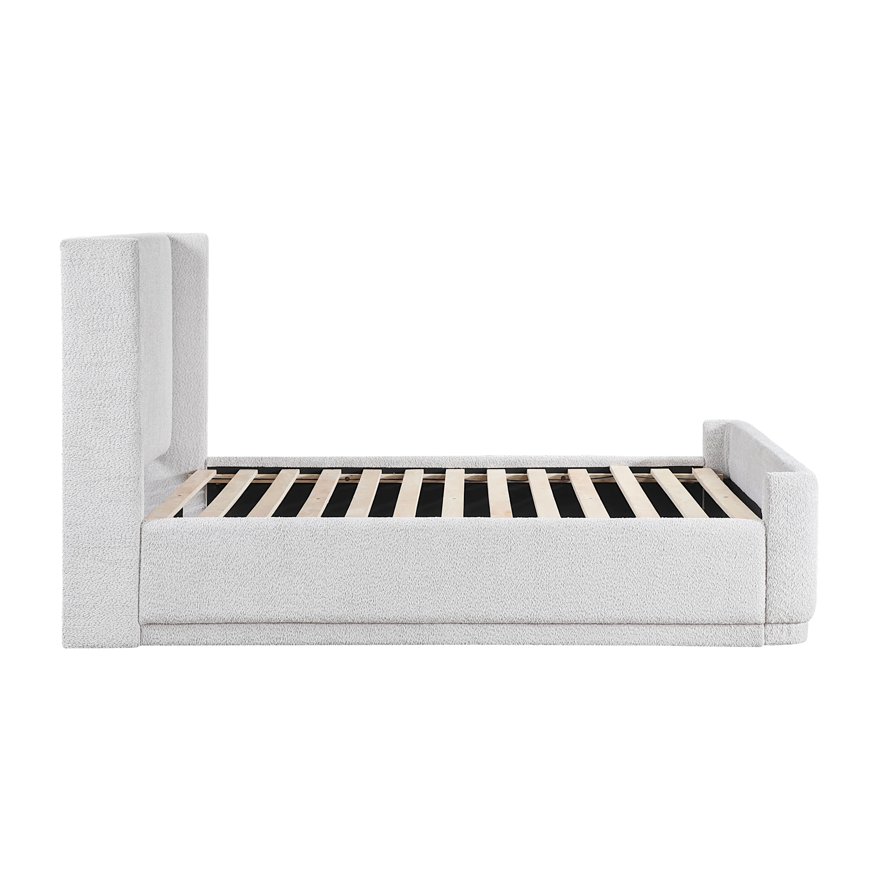 Walker Edison | Elegant Wingback Headboard Queen Platform Bed - Image 9