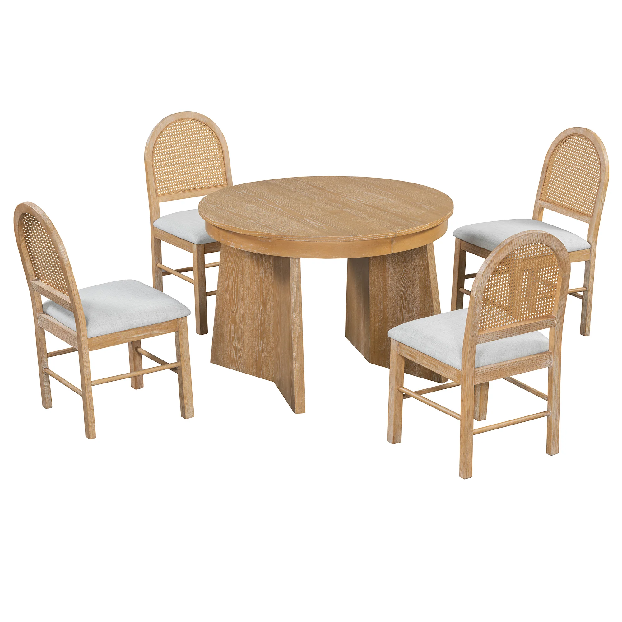 Walker Edison | Extendable 5-Piece Round Dining Table Set for 4 - Image 11