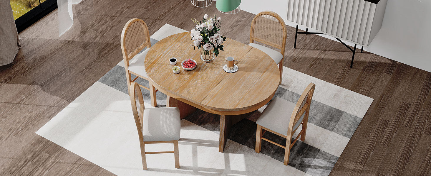 Walker Edison | Extendable 5-Piece Round Dining Table Set for 4 - Image 28