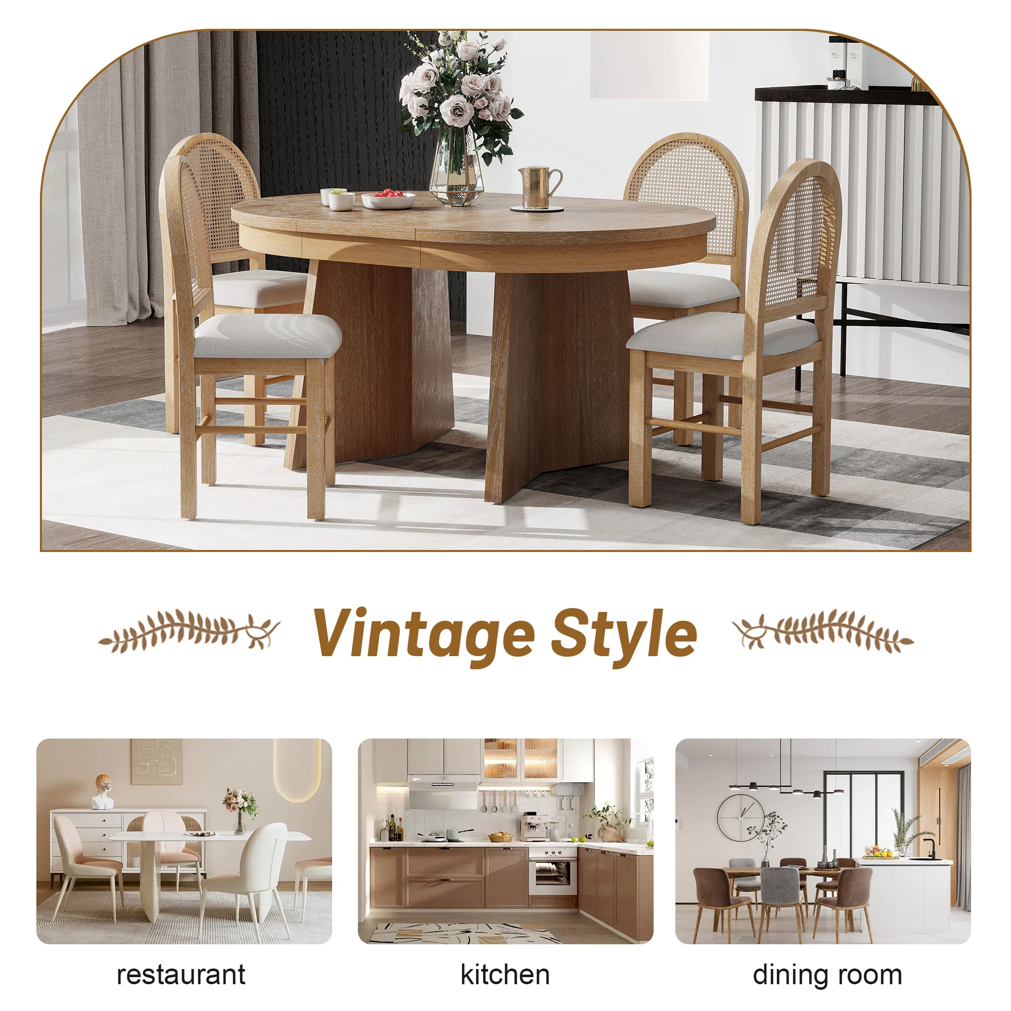 Walker Edison | Extendable 5-Piece Round Dining Table Set for 4 - Image 5