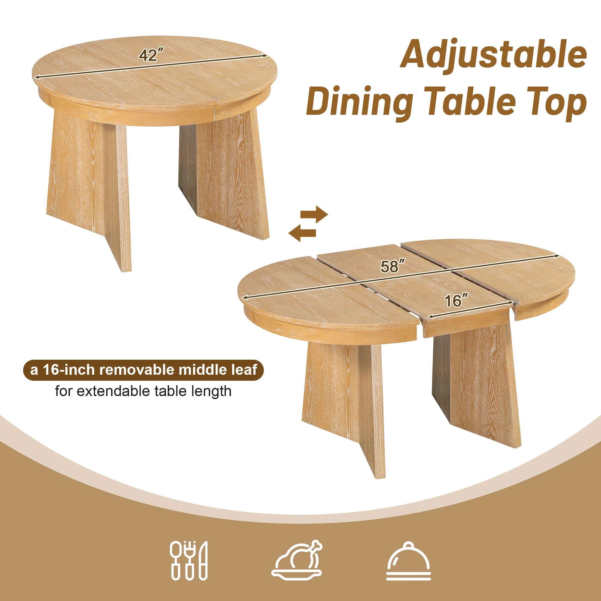 Walker Edison | Extendable 5-Piece Round Dining Table Set for 4 - Image 6