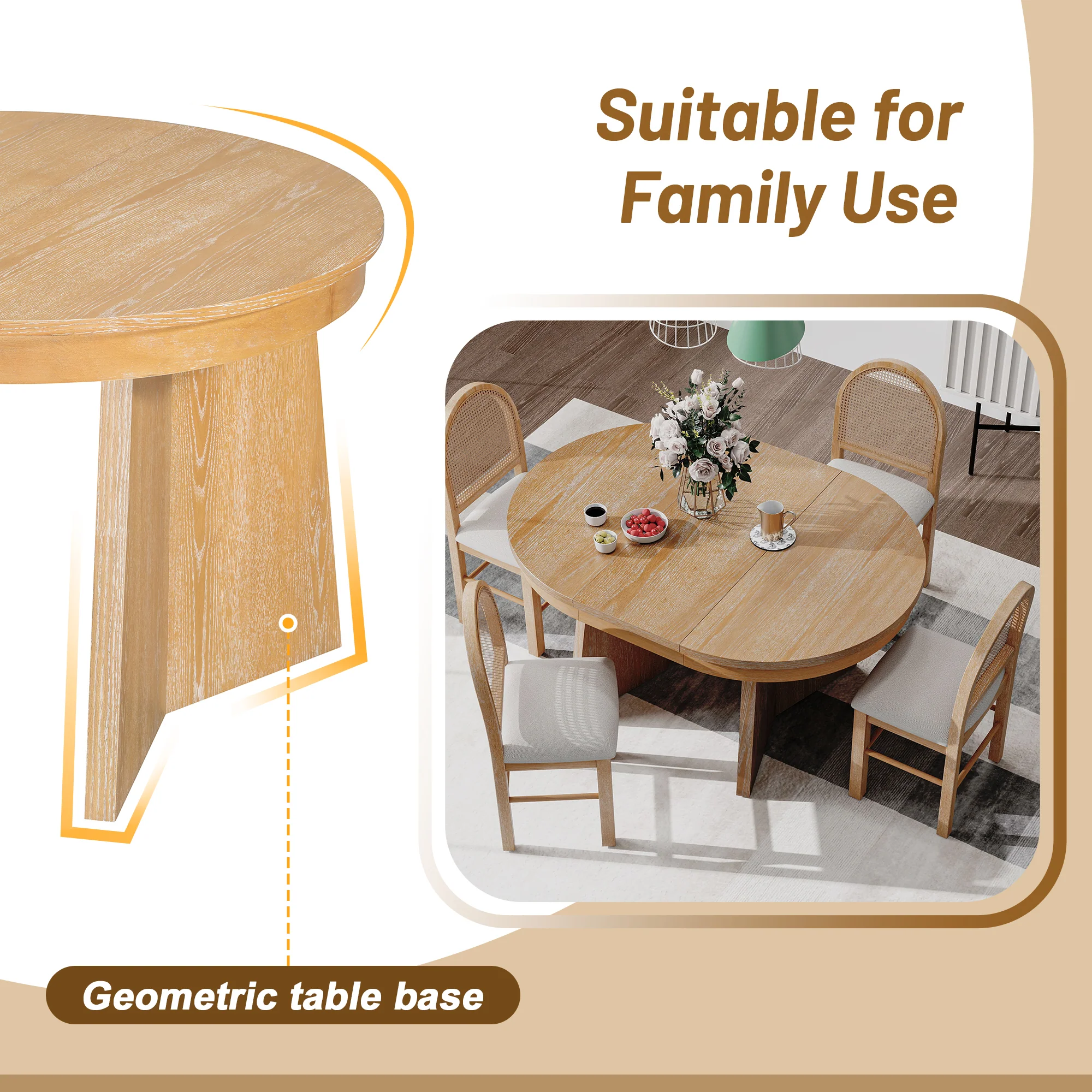 Walker Edison | Extendable 5-Piece Round Dining Table Set for 4 - Image 8