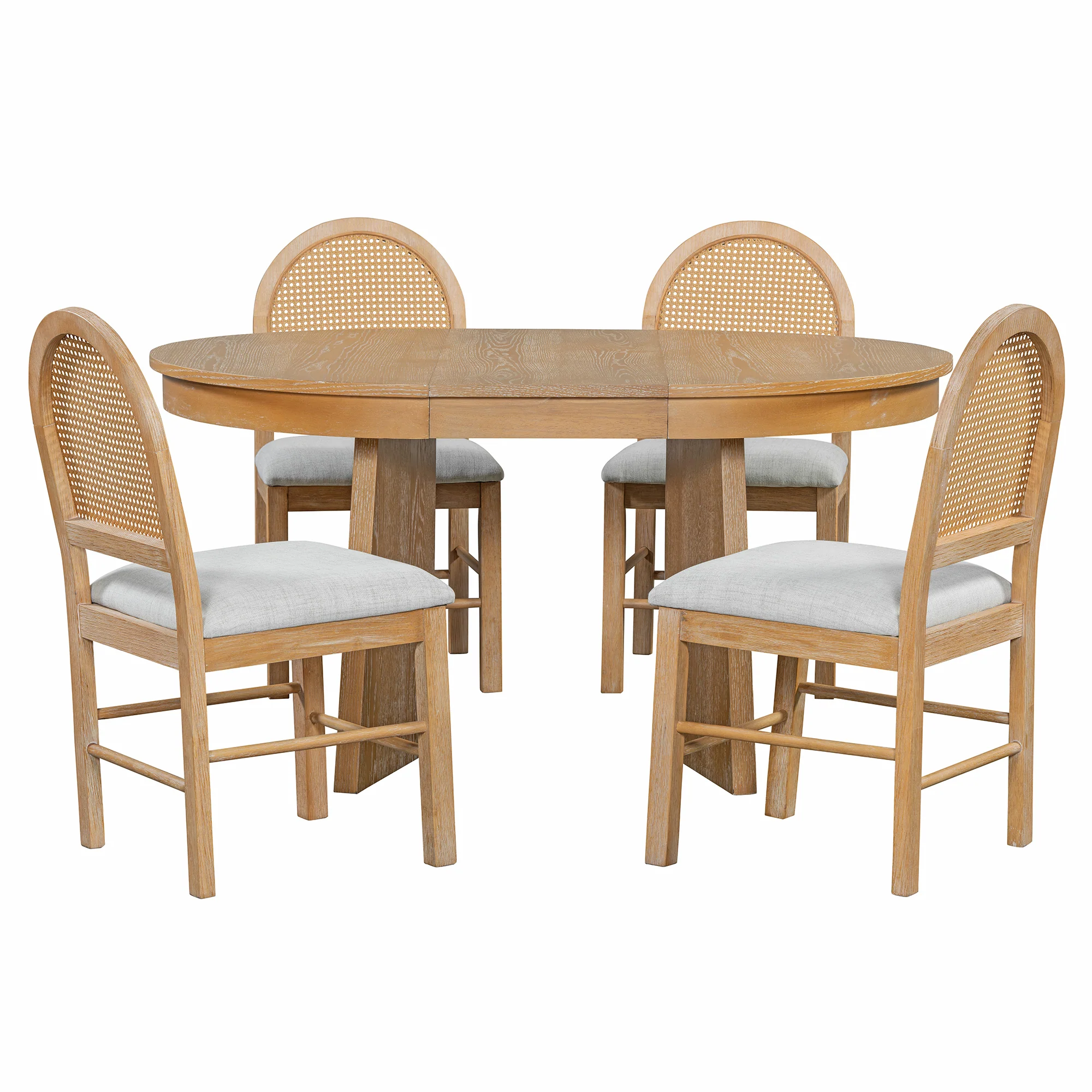Walker Edison | Extendable 5-Piece Round Dining Table Set for 4 - Image 9