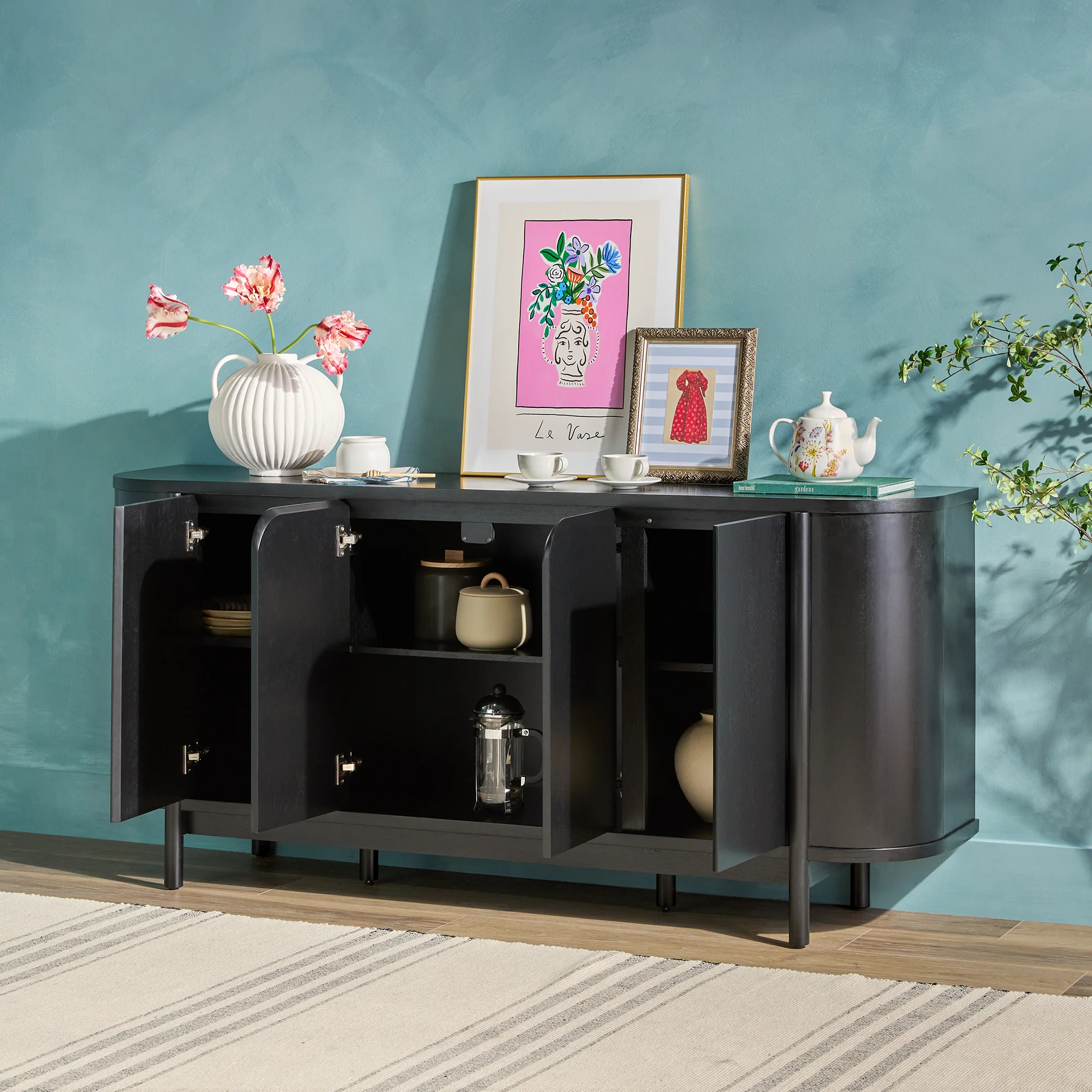 Ezra 70" Modern Curved Sideboard Cabinet - Image 14