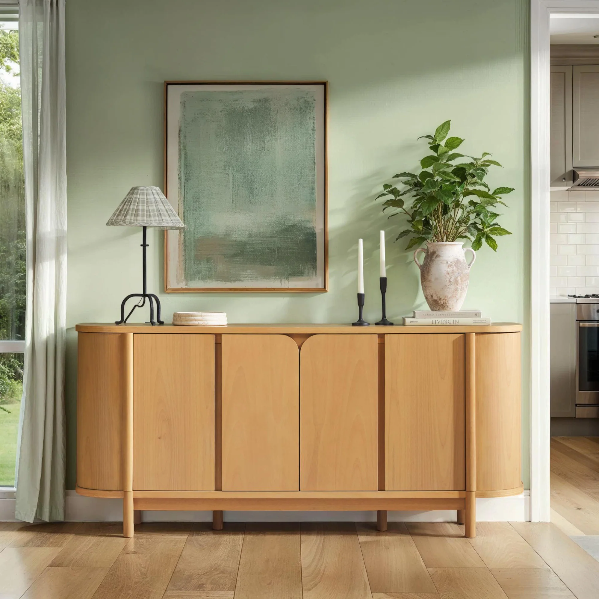 Ezra 70" Modern Curved Sideboard Cabinet - Image 4
