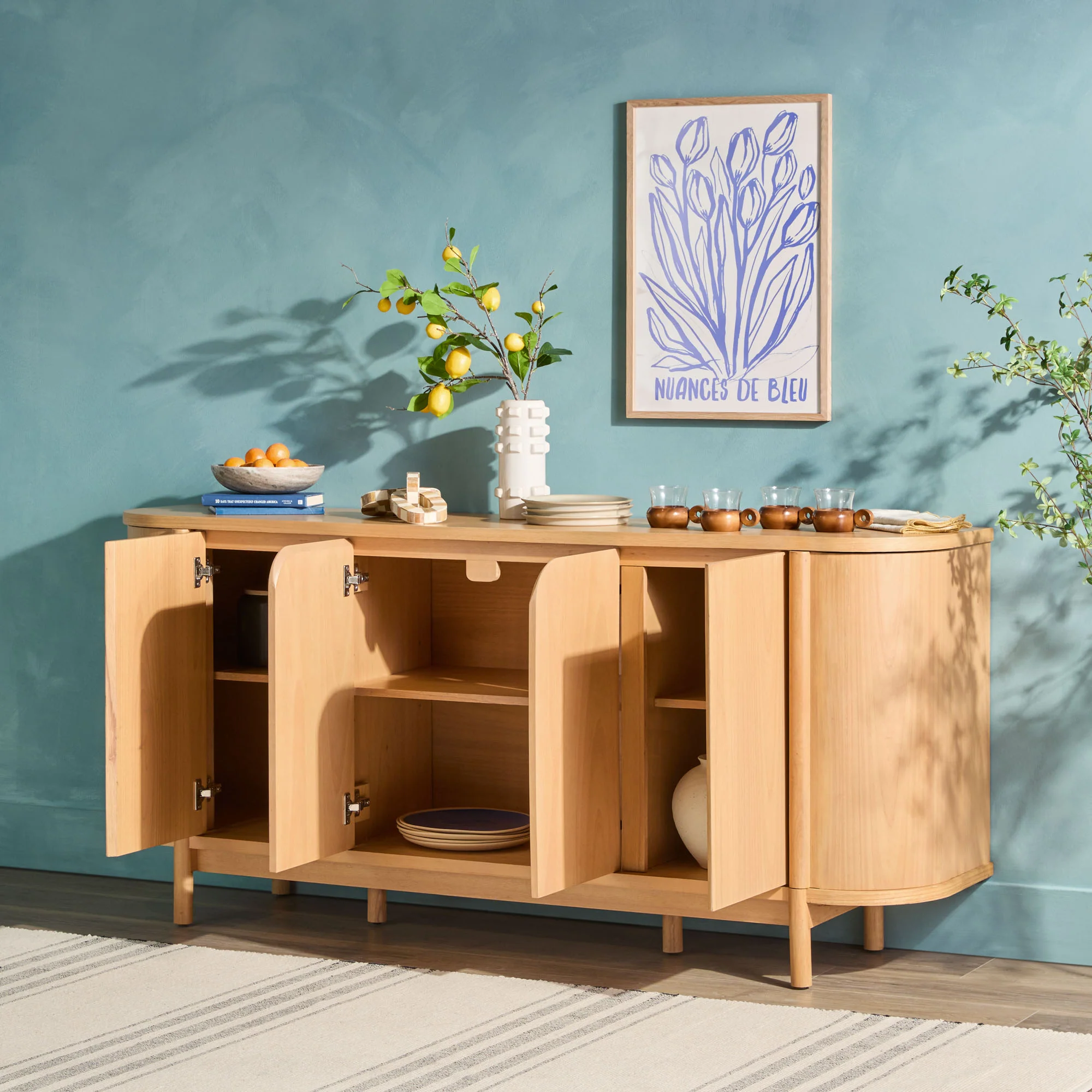 Ezra 70" Modern Curved Sideboard Cabinet - Image 5