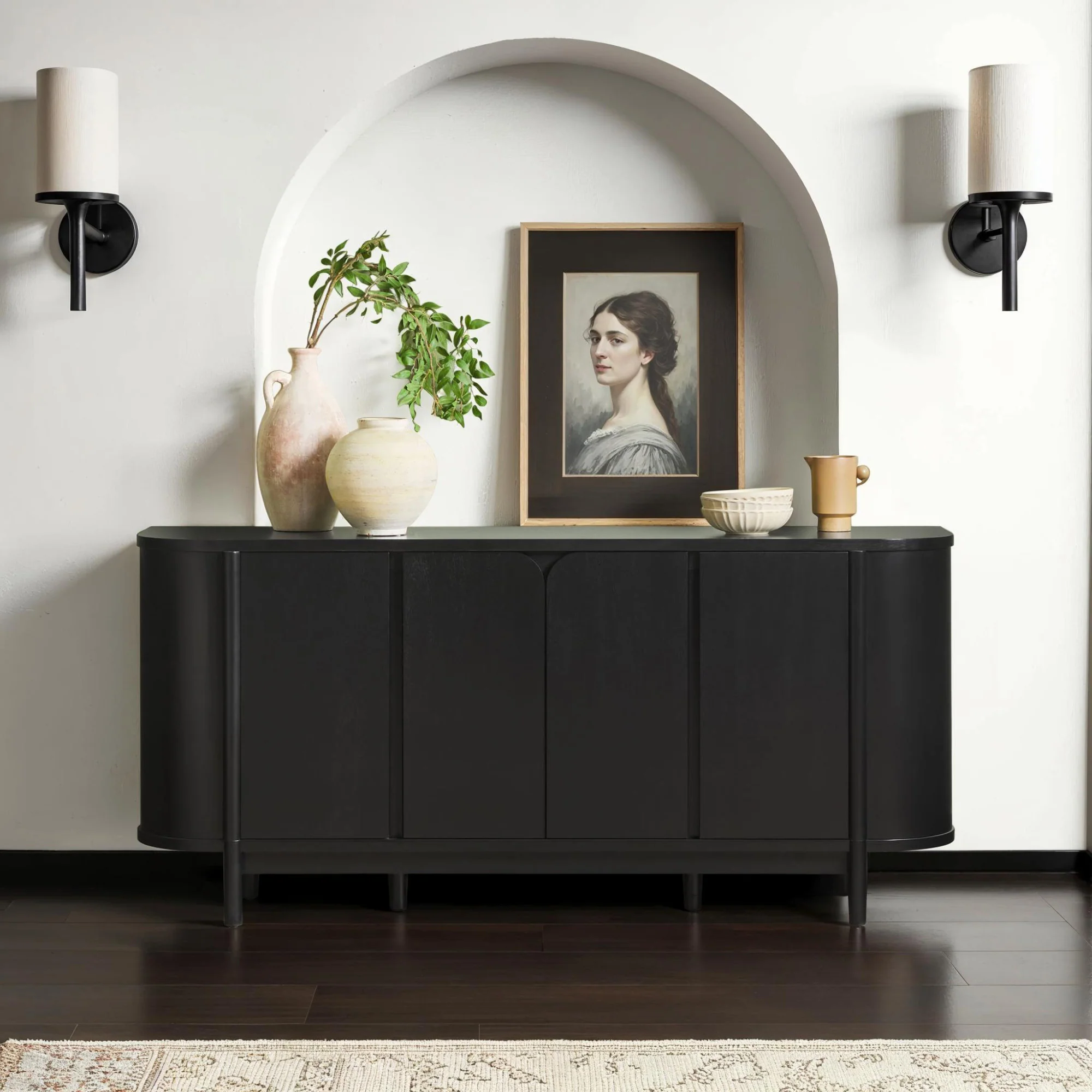 Ezra 70" Modern Curved Sideboard Cabinet - Image 9