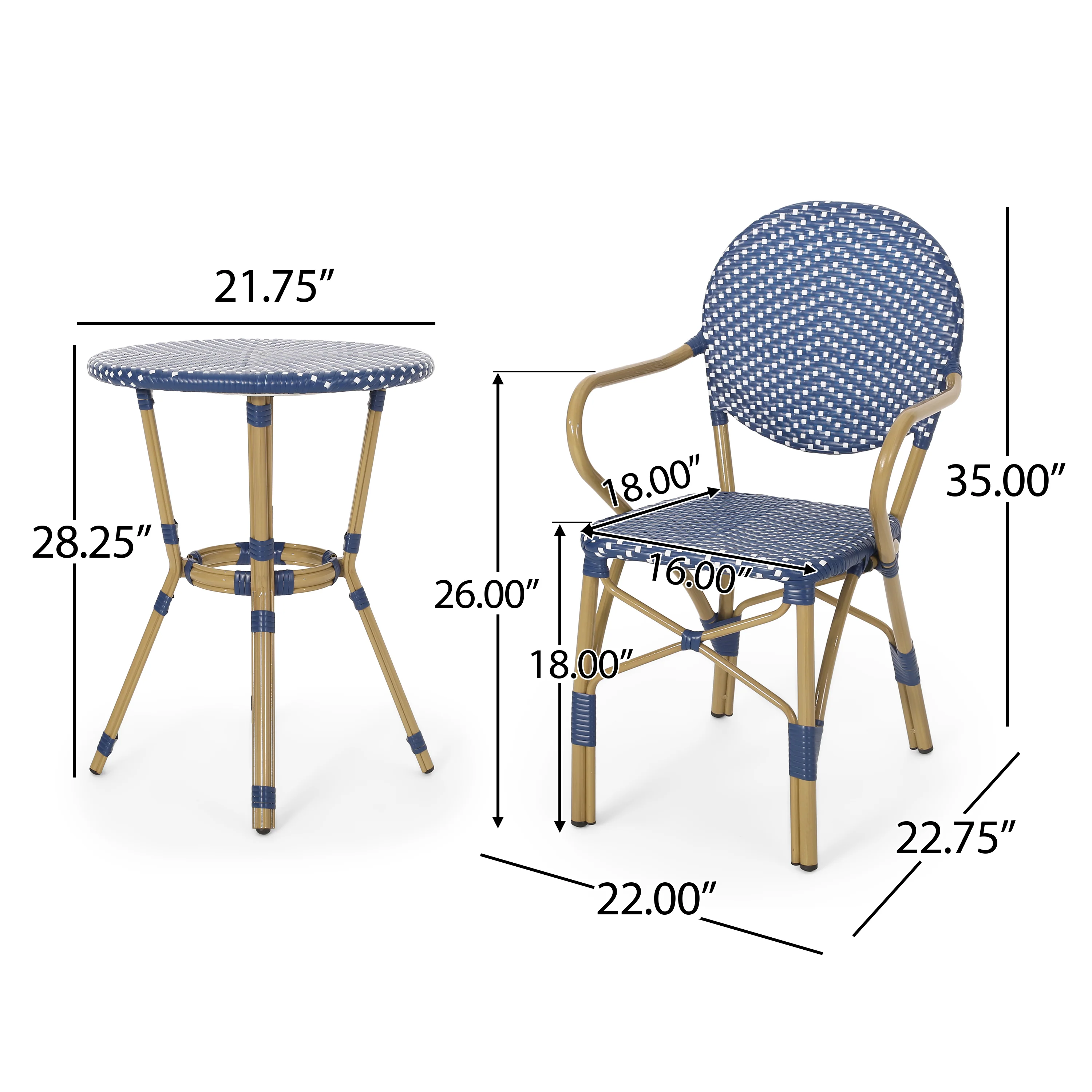 Walker Edison | 3 Piece French Bistro Set - Image 5