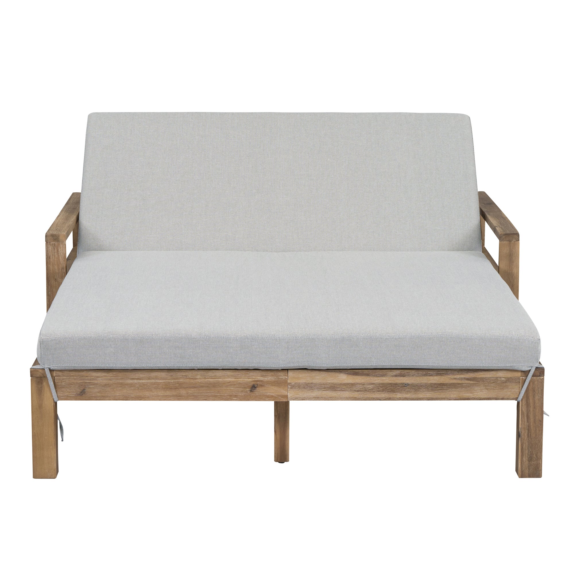 Modern Teak Wood Outdoor Patio Sunbed Lounger - Image 10
