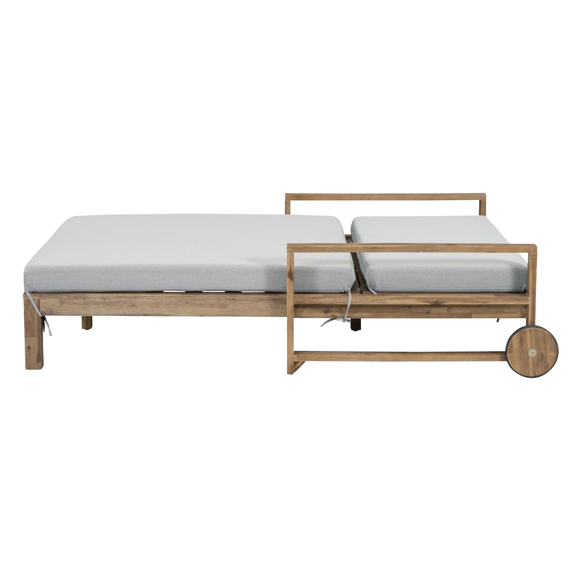 Modern Teak Wood Outdoor Patio Sunbed Lounger - Image 11