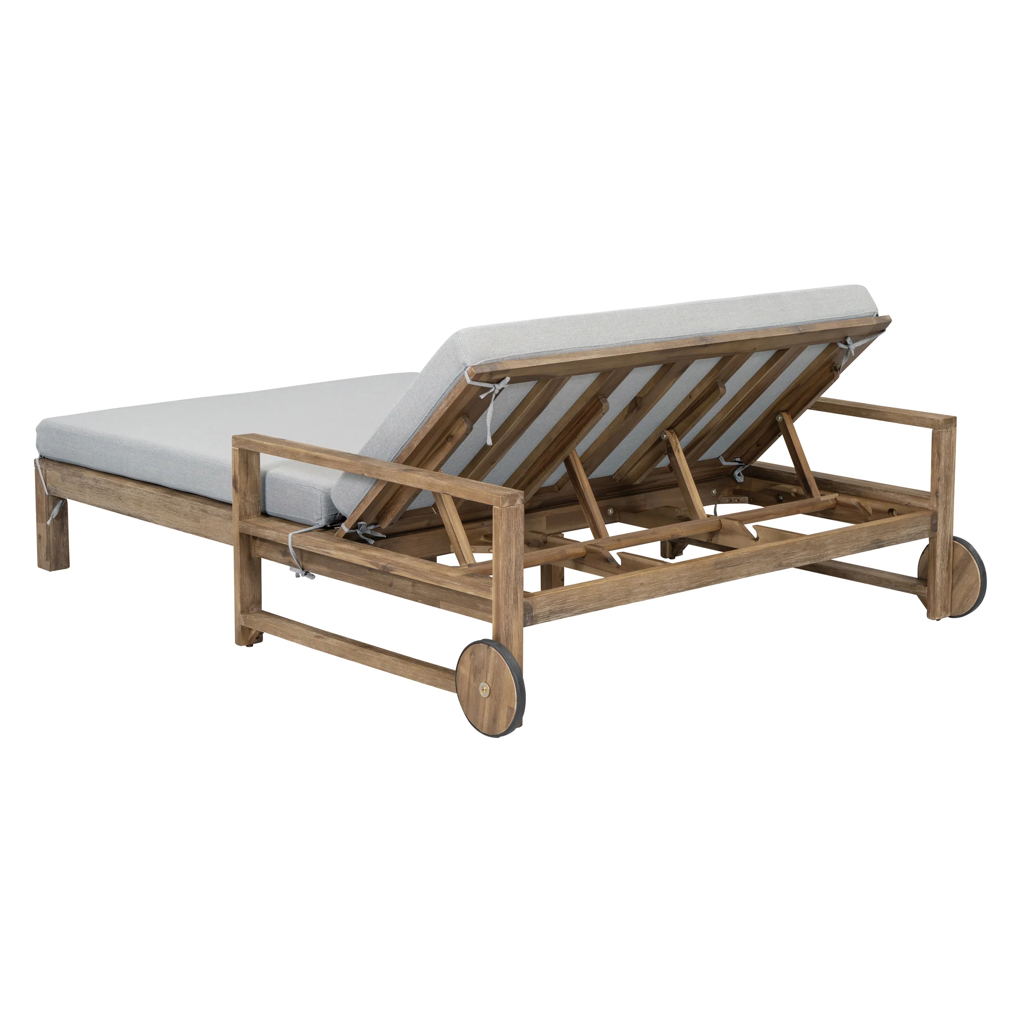Modern Teak Wood Outdoor Patio Sunbed Lounger - Image 12