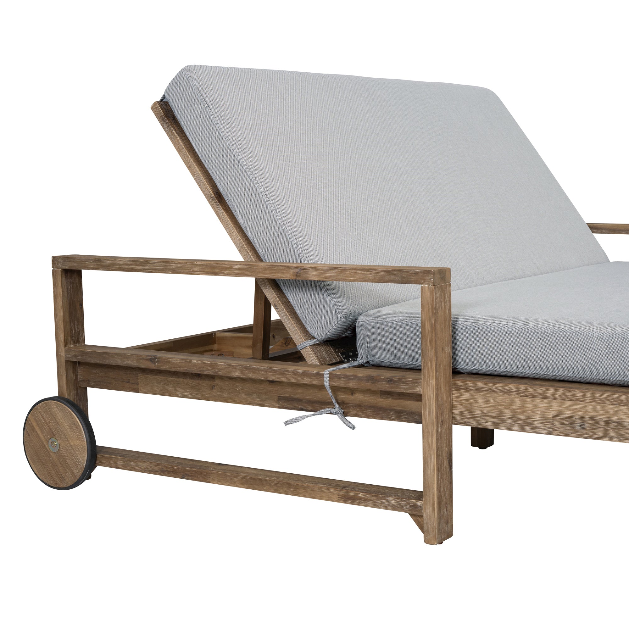 Modern Teak Wood Outdoor Patio Sunbed Lounger - Image 13