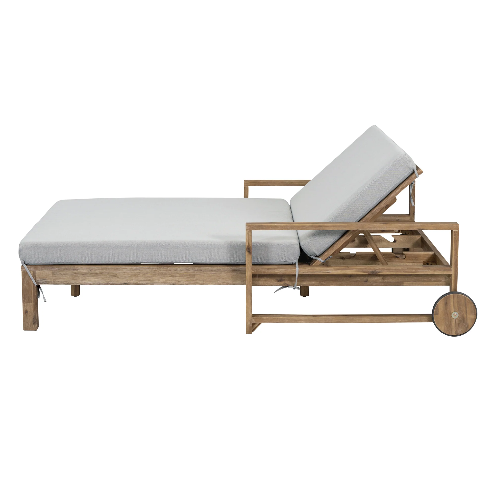 Modern Teak Wood Outdoor Patio Sunbed Lounger - Image 17