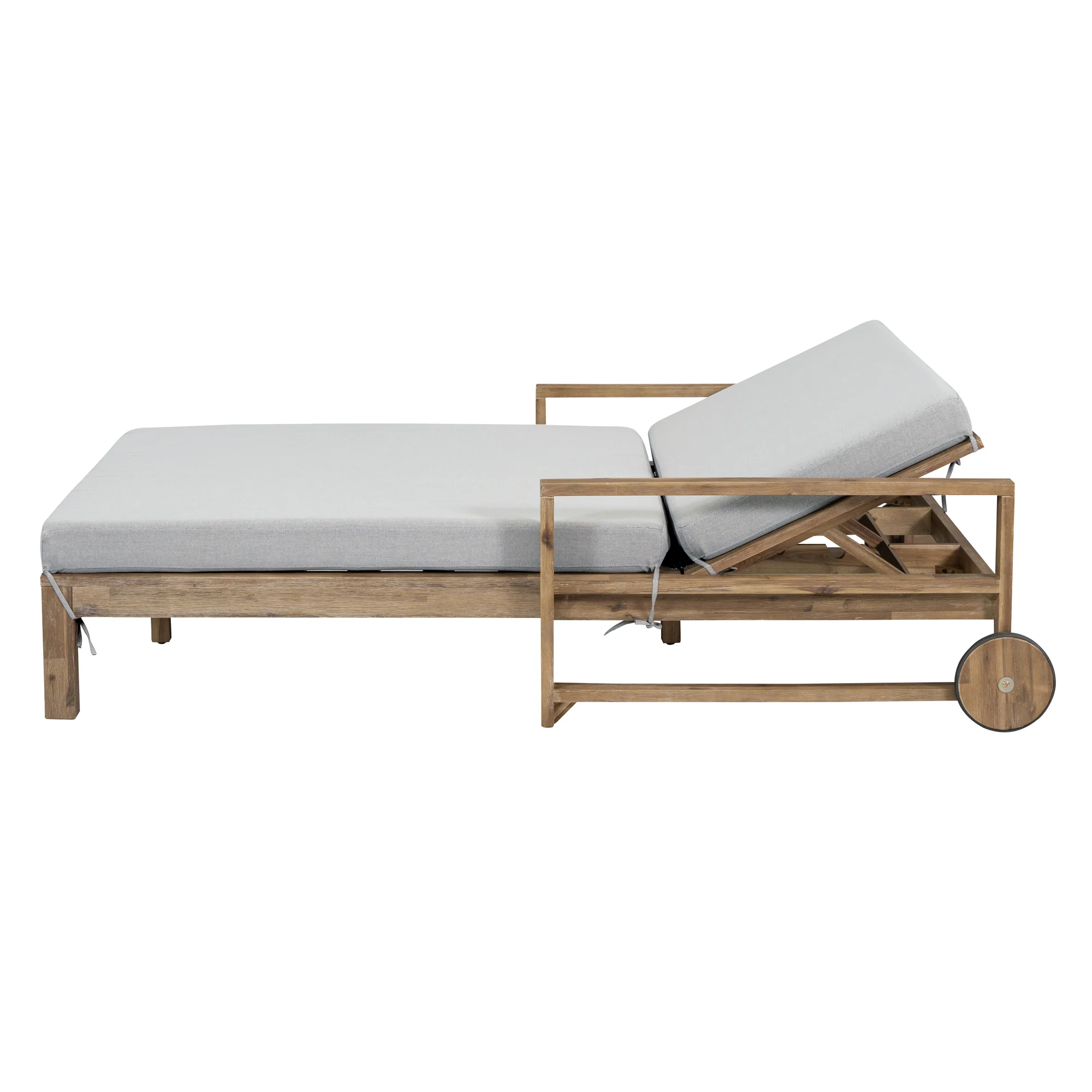 Modern Teak Wood Outdoor Patio Sunbed Lounger - Image 18