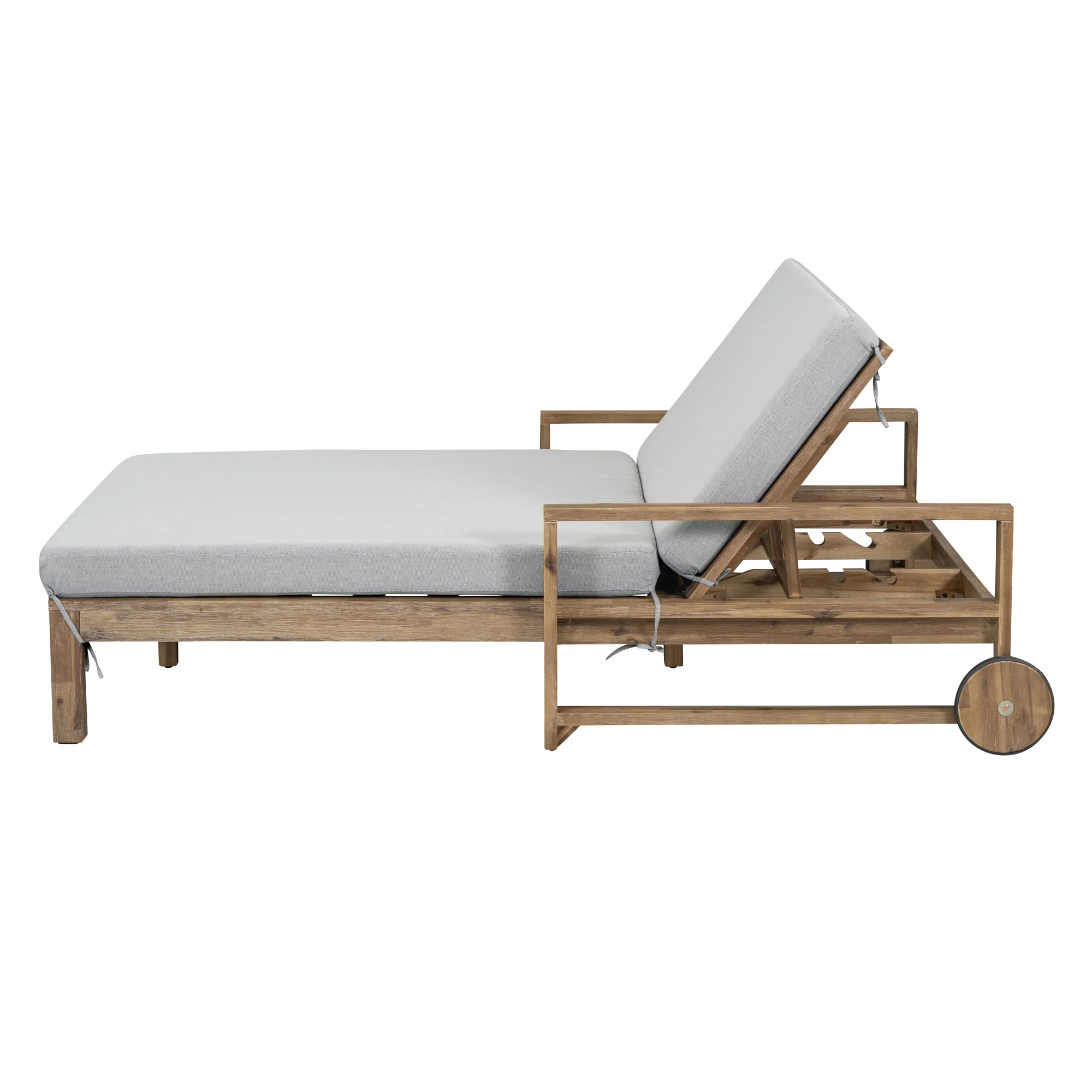 Modern Teak Wood Outdoor Patio Sunbed Lounger - Image 20