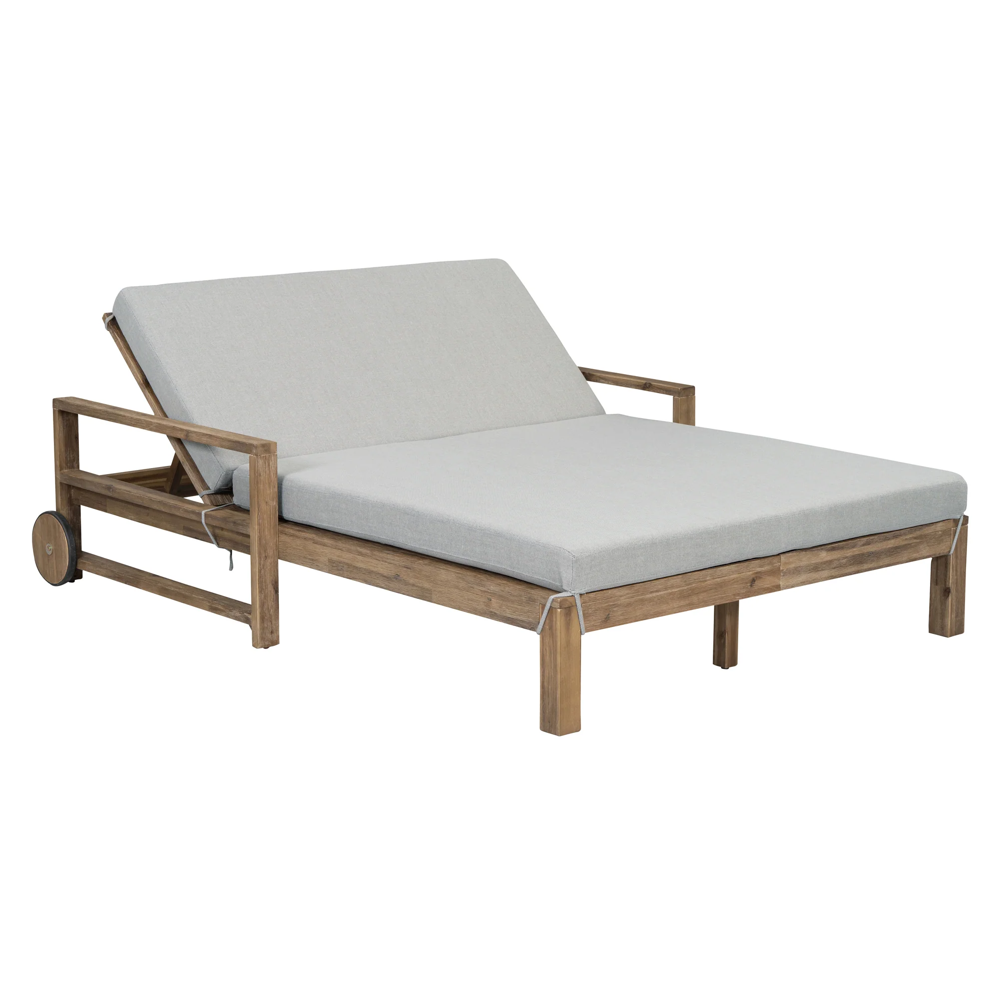 Modern Teak Wood Outdoor Patio Sunbed Lounger - Image 9