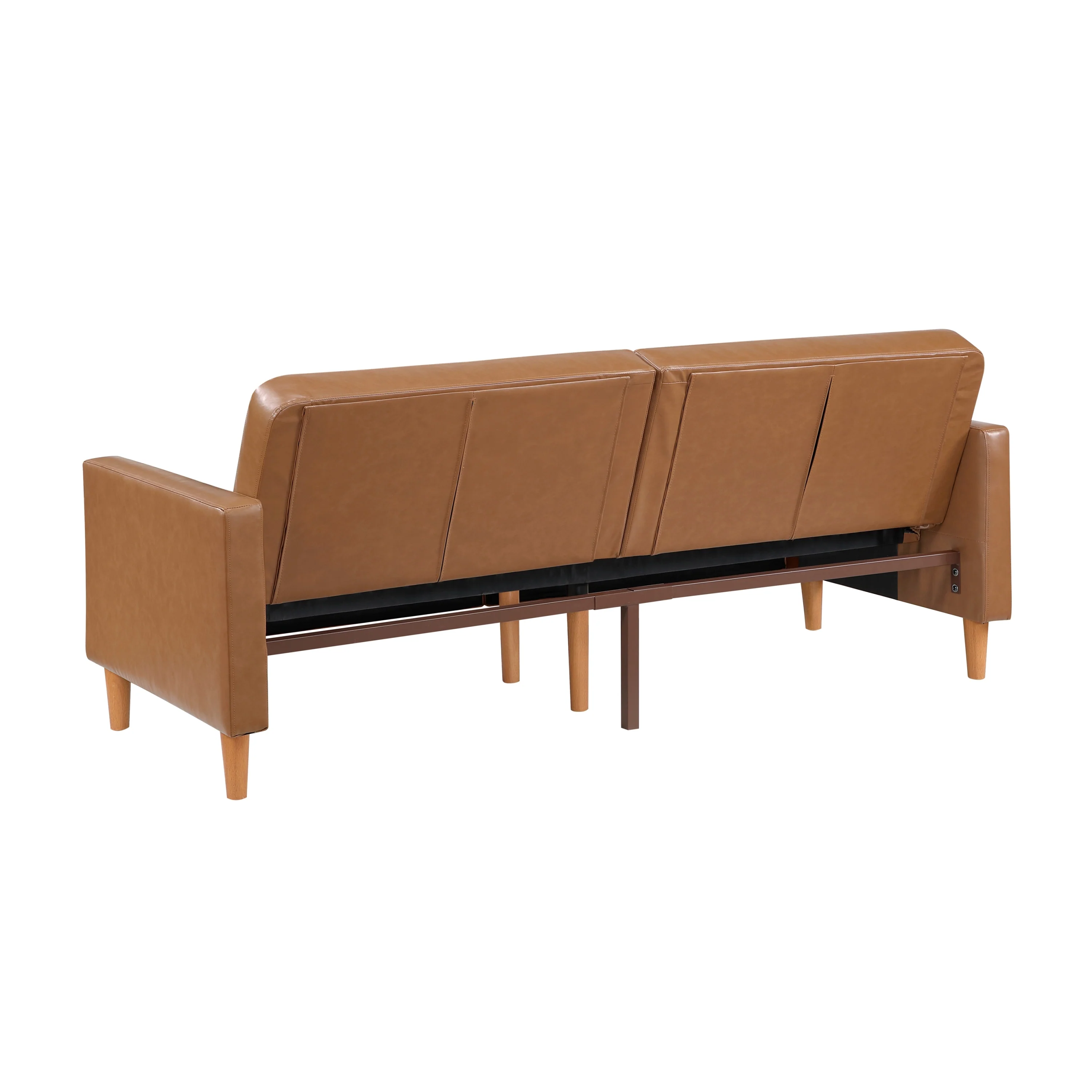 Walker Edison | Faux Leather Convertible Sleeper Sofa - Image 11