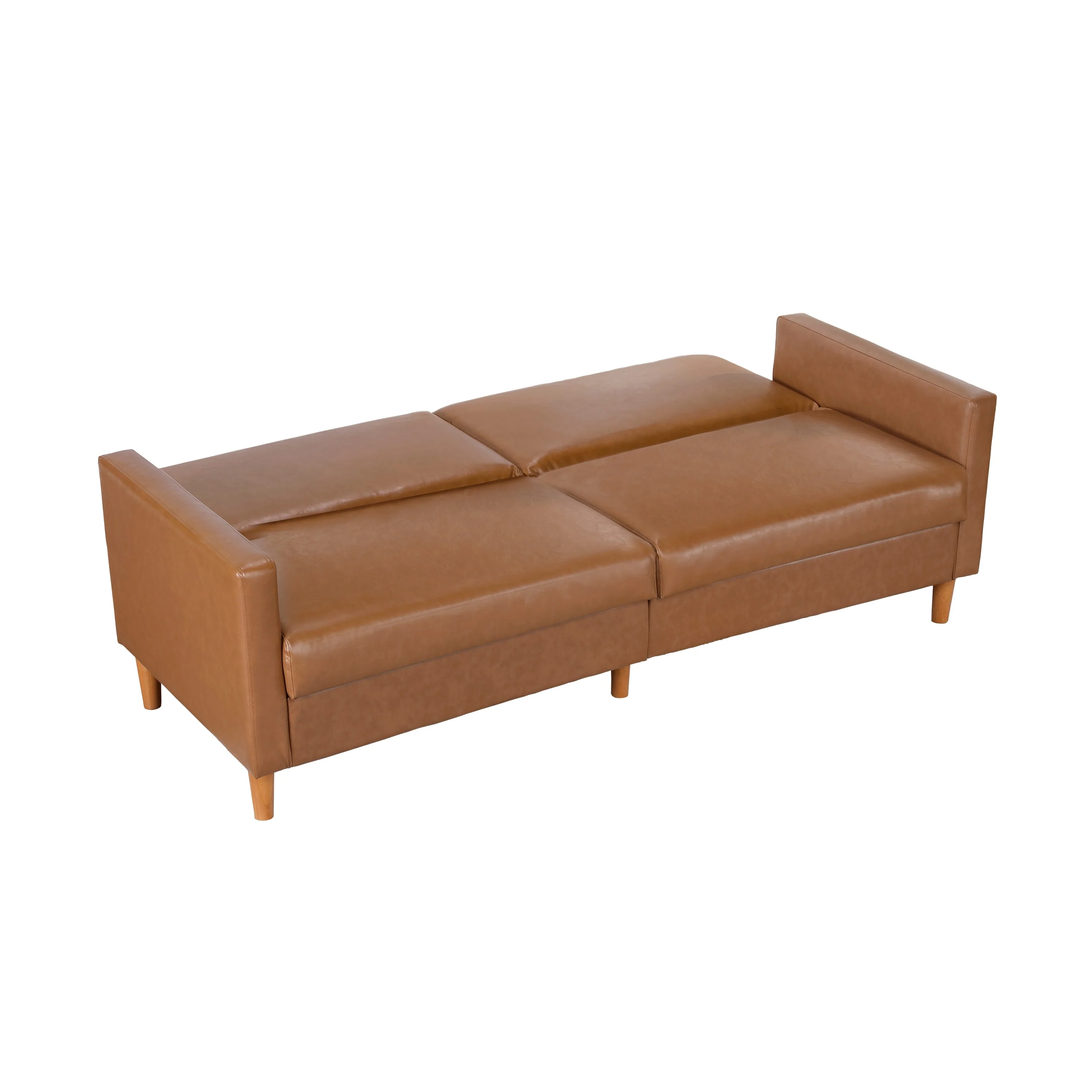 Walker Edison | Faux Leather Convertible Sleeper Sofa - Image 8