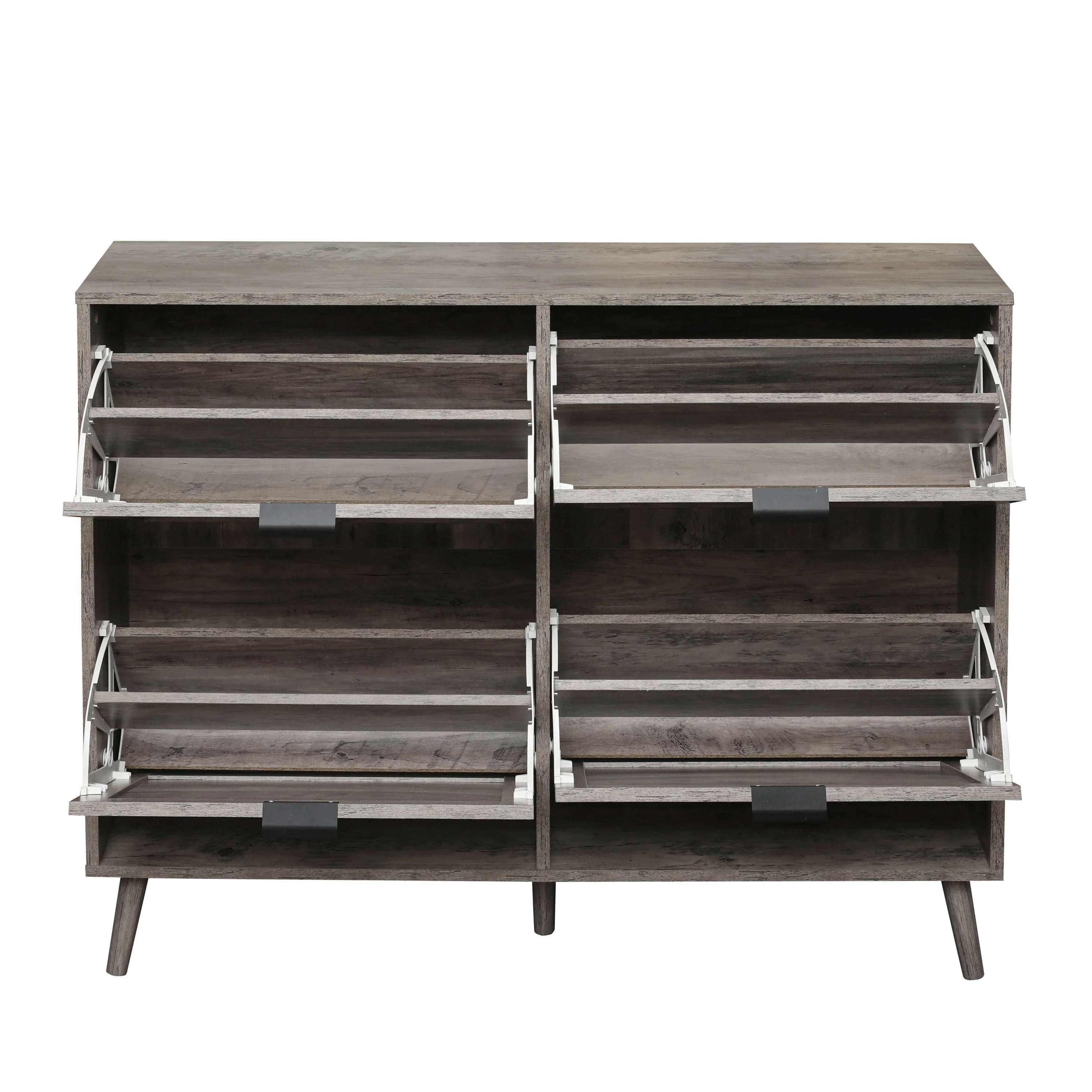 Walker Edison | Modern Rattan 4 Door Shoe Rack Cabinet for Entryway - Image 15