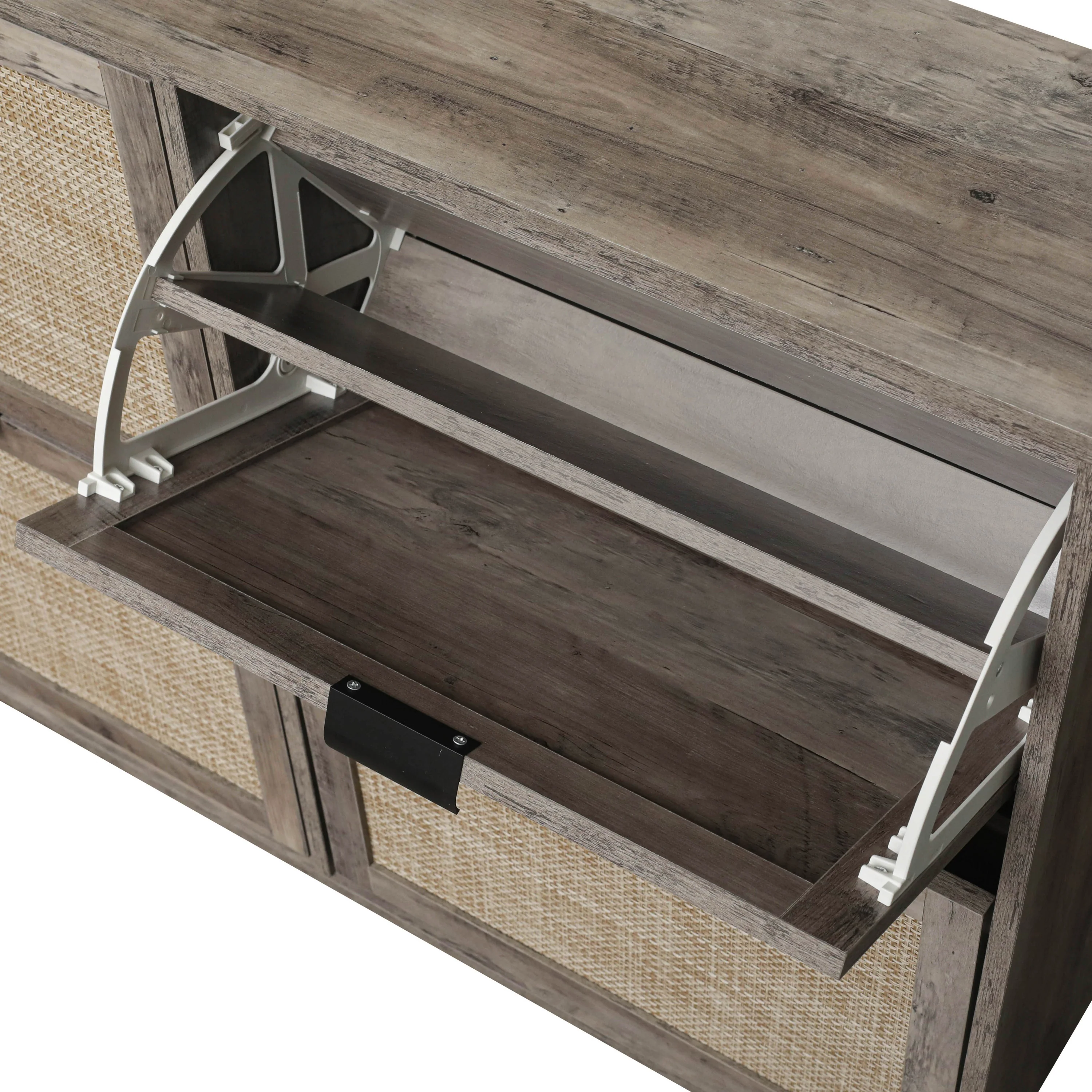 Walker Edison | Modern Rattan 4 Door Shoe Rack Cabinet for Entryway - Image 17
