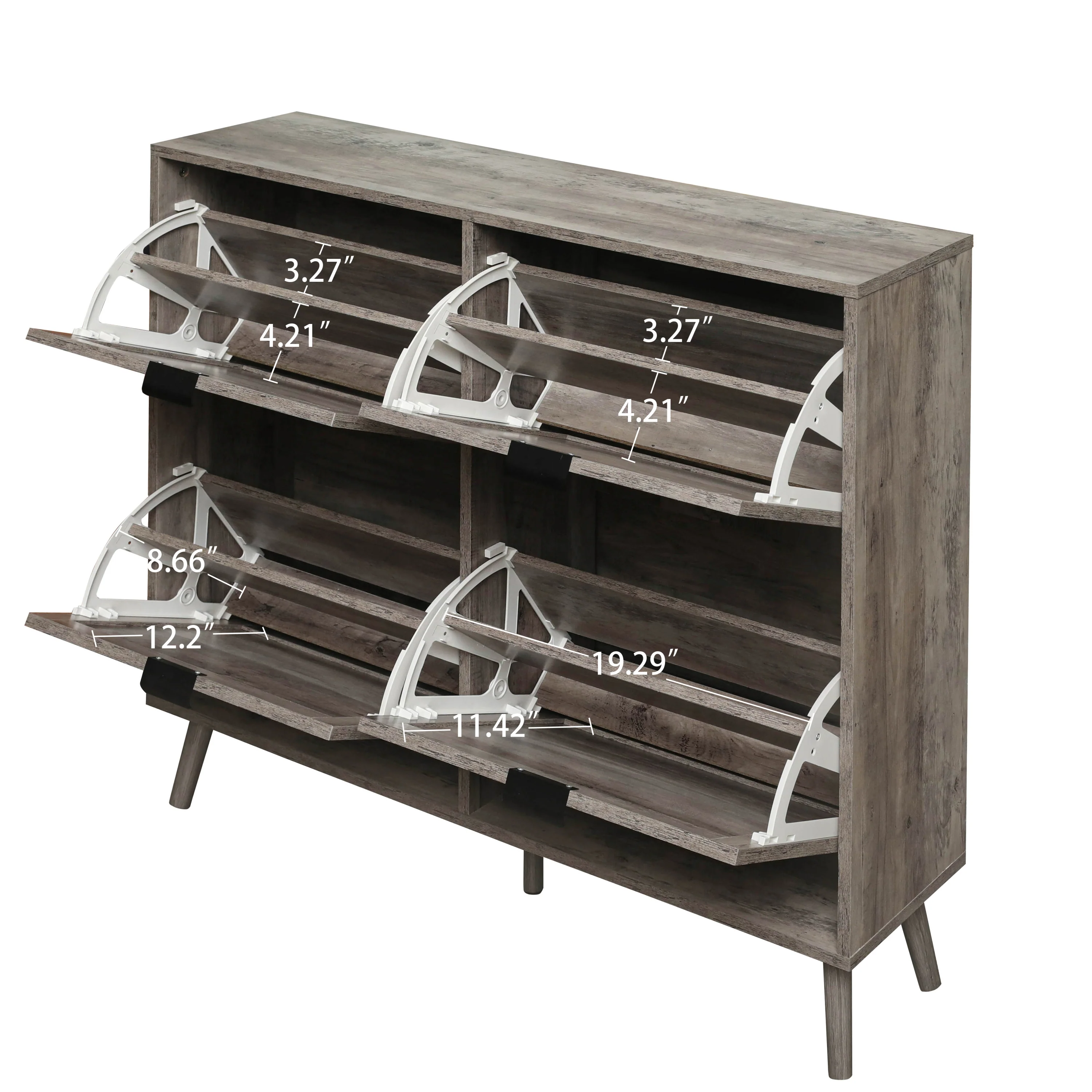 Walker Edison | Modern Rattan 4 Door Shoe Rack Cabinet for Entryway - Image 2