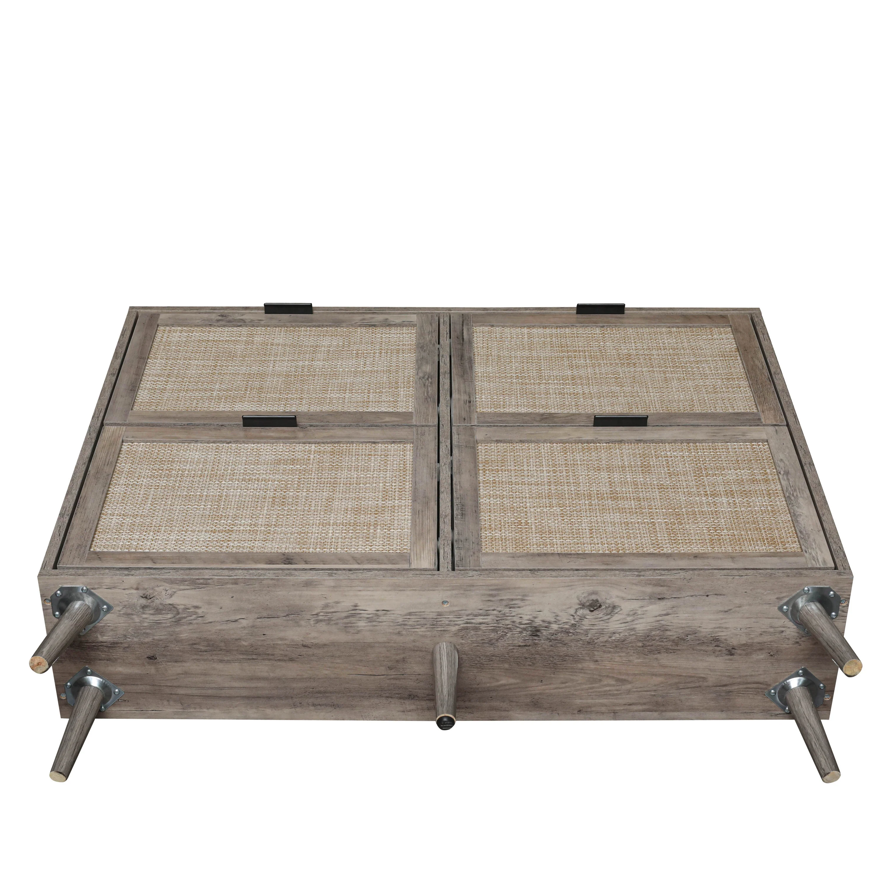 Walker Edison | Modern Rattan 4 Door Shoe Rack Cabinet for Entryway - Image 23