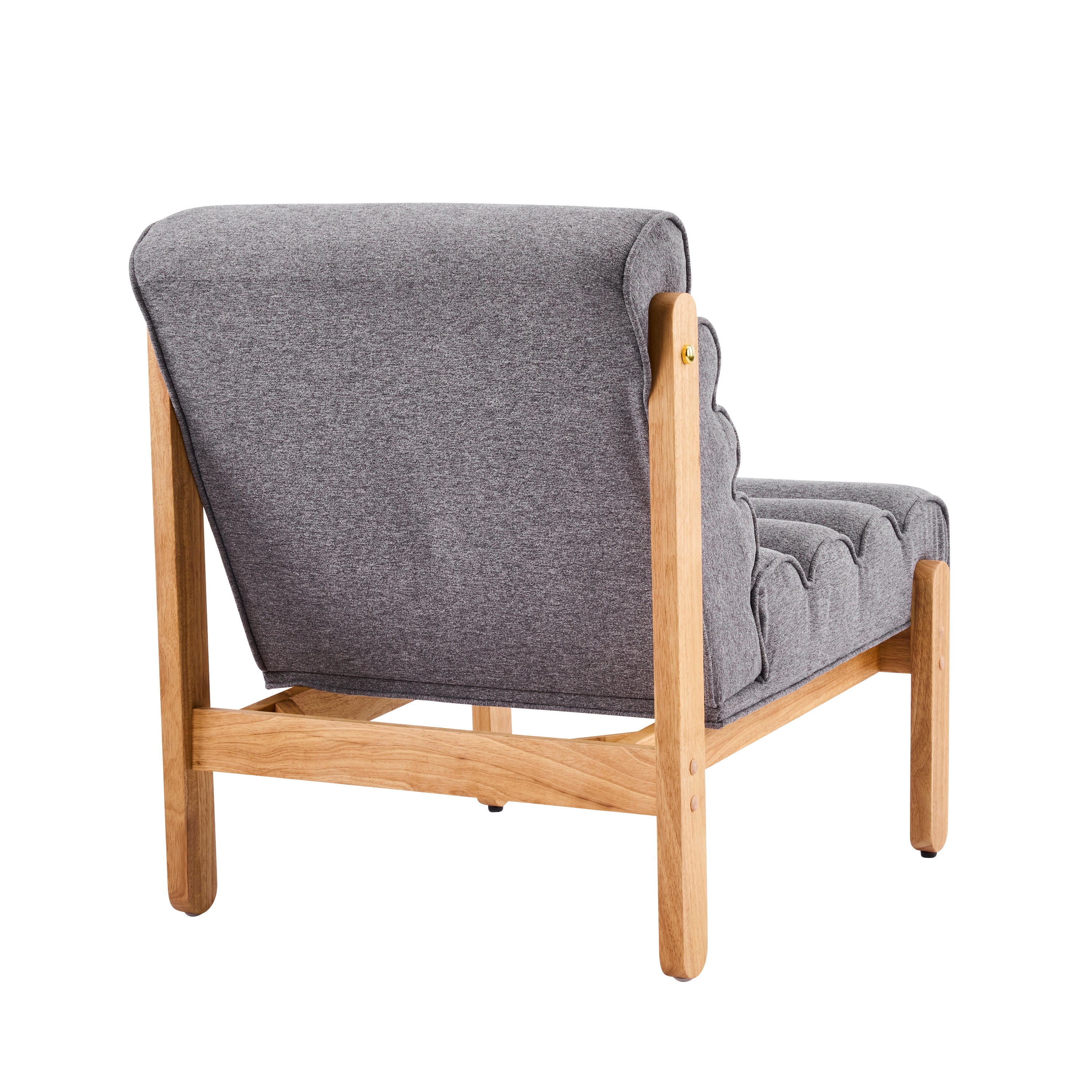 Fluffy Accent Chair Gray with Natural Solid Wood Frame - Image 10