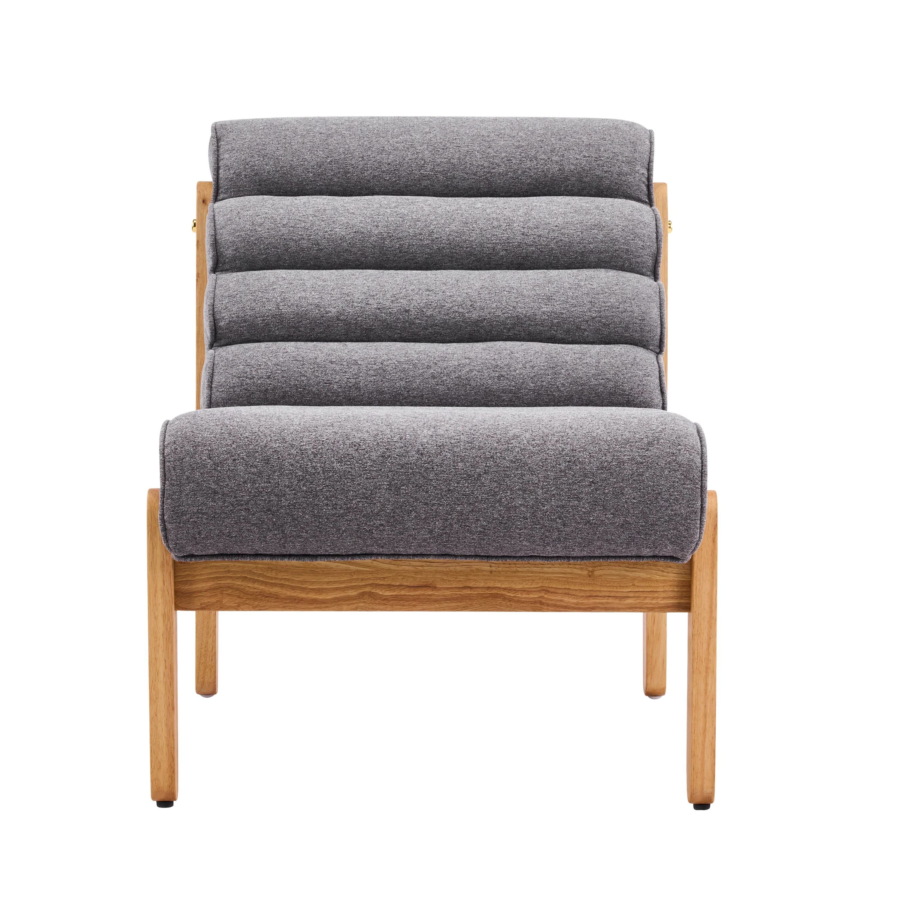 Fluffy Accent Chair Gray with Natural Solid Wood Frame - Image 8