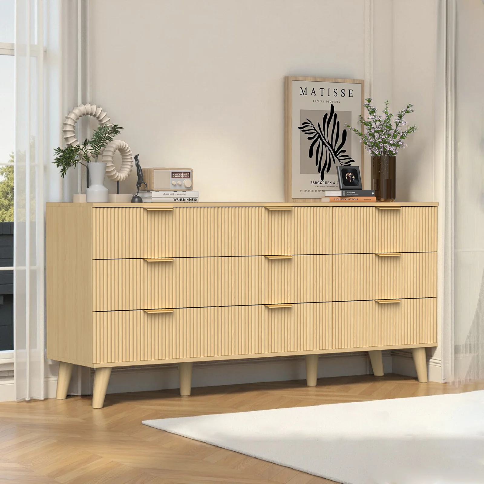 Fluted 9 Drawer 63" Dresser