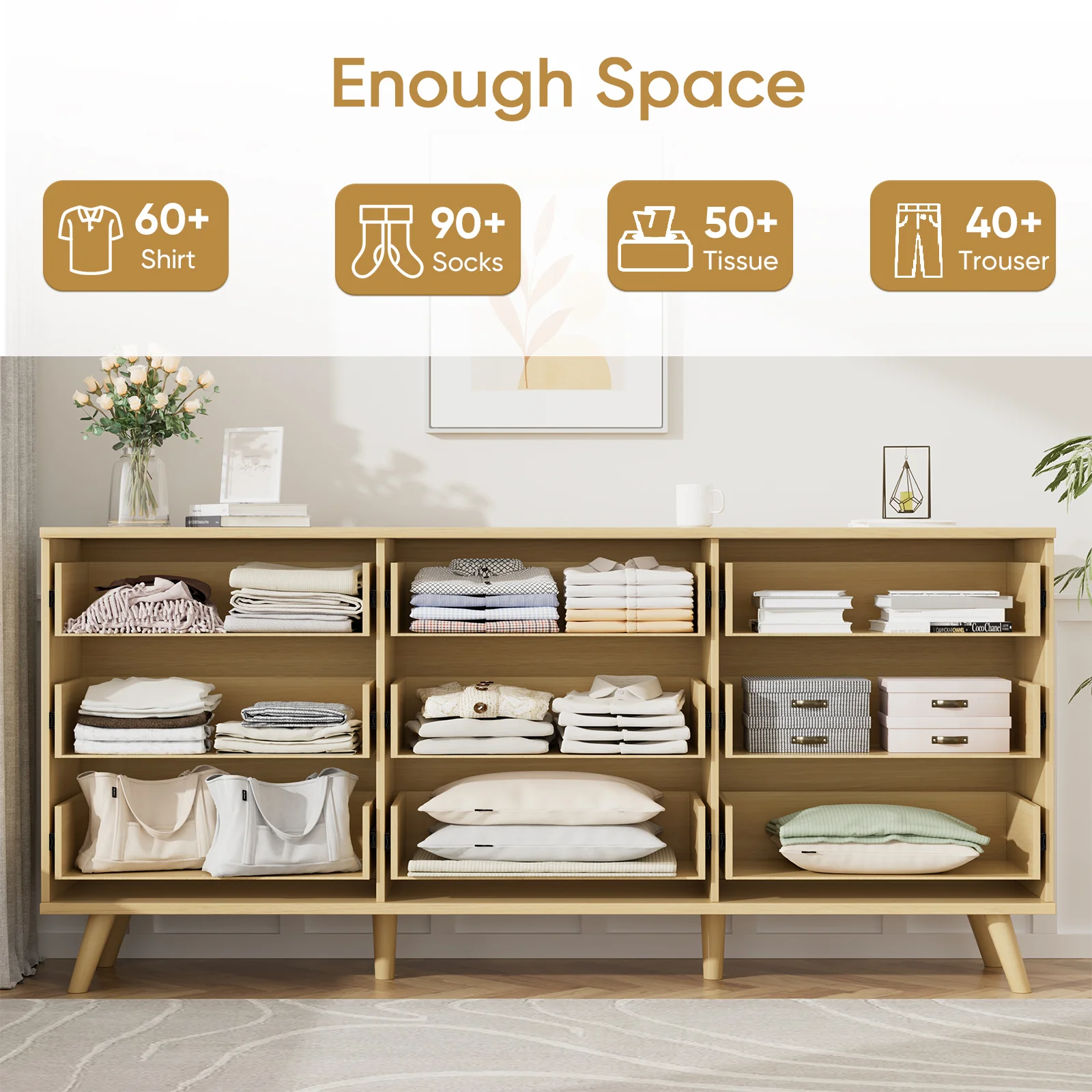 Fluted 9 Drawer 63" Dresser - Image 4