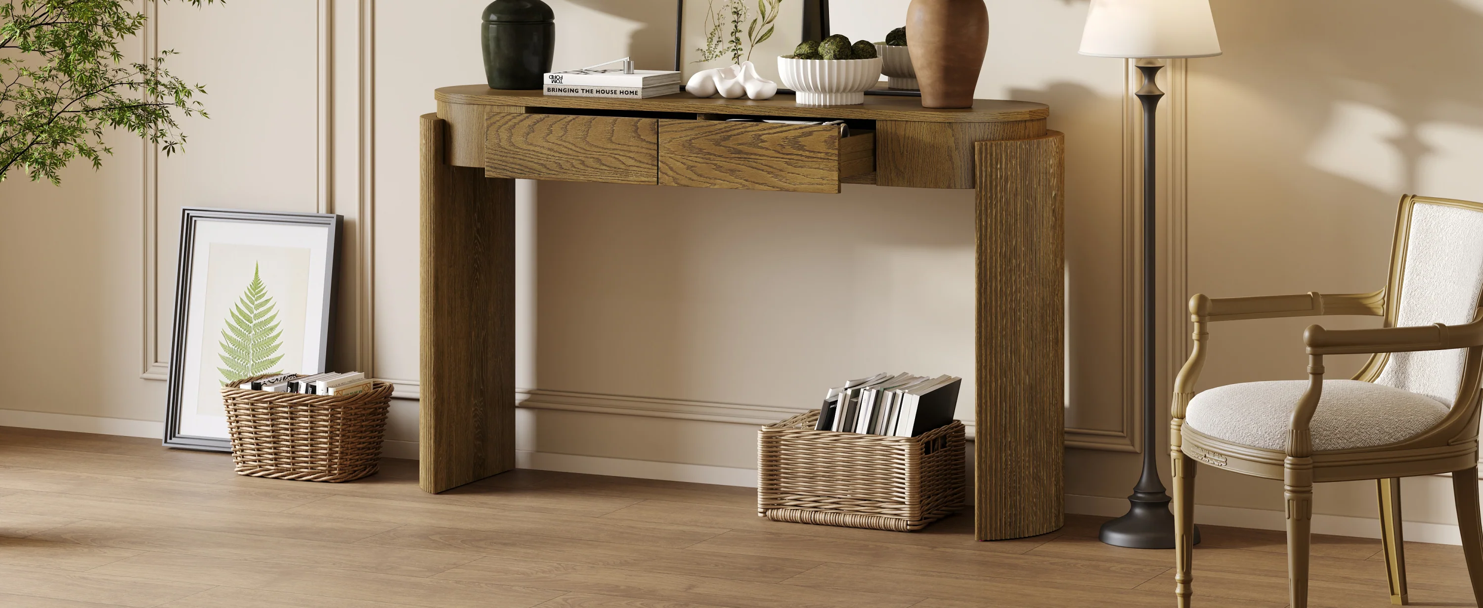 Walker Edison | Fluted Design Entryway Console Table and 2 Drawers - Image 18