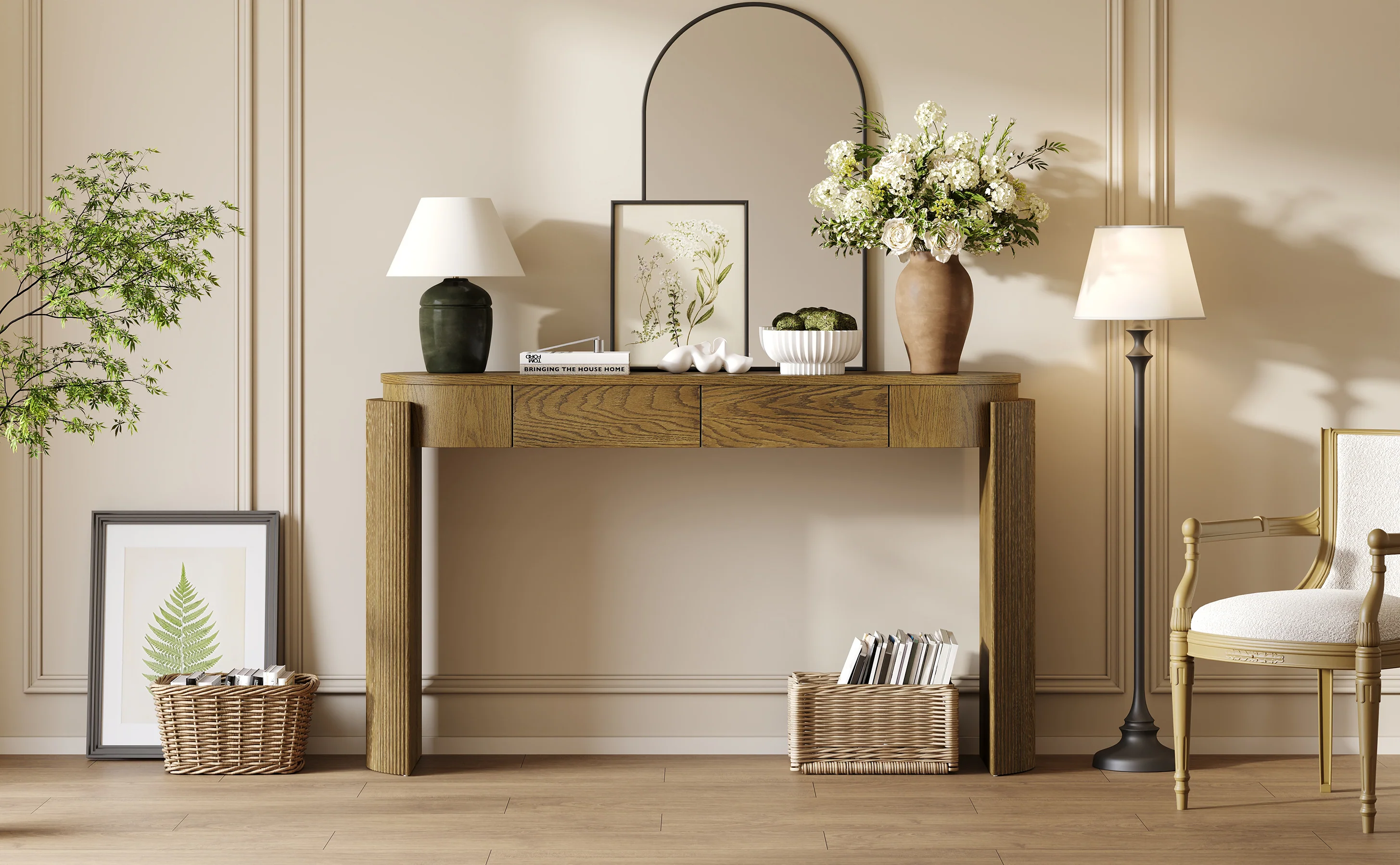 Walker Edison | Fluted Design Entryway Console Table and 2 Drawers - Image 21