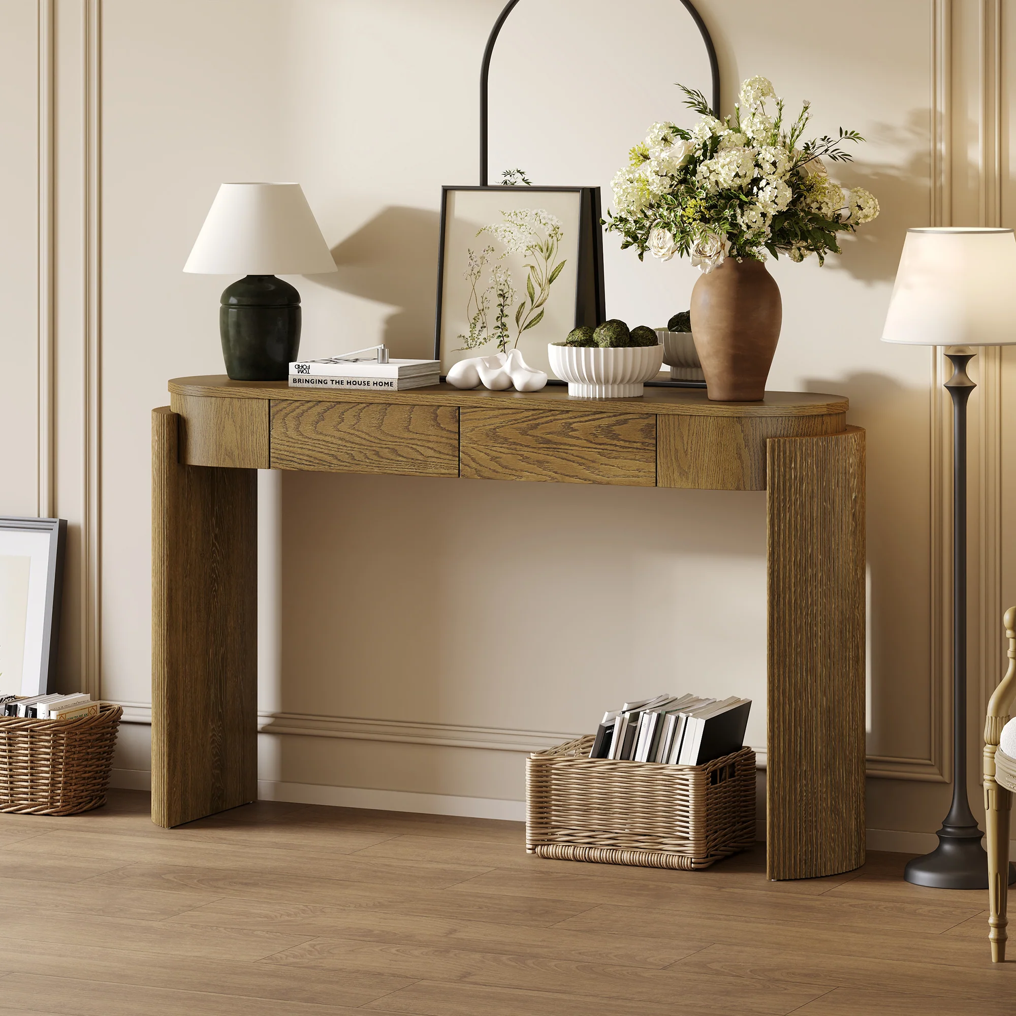 Walker Edison | Fluted Design Entryway Console Table and 2 Drawers - Image 3